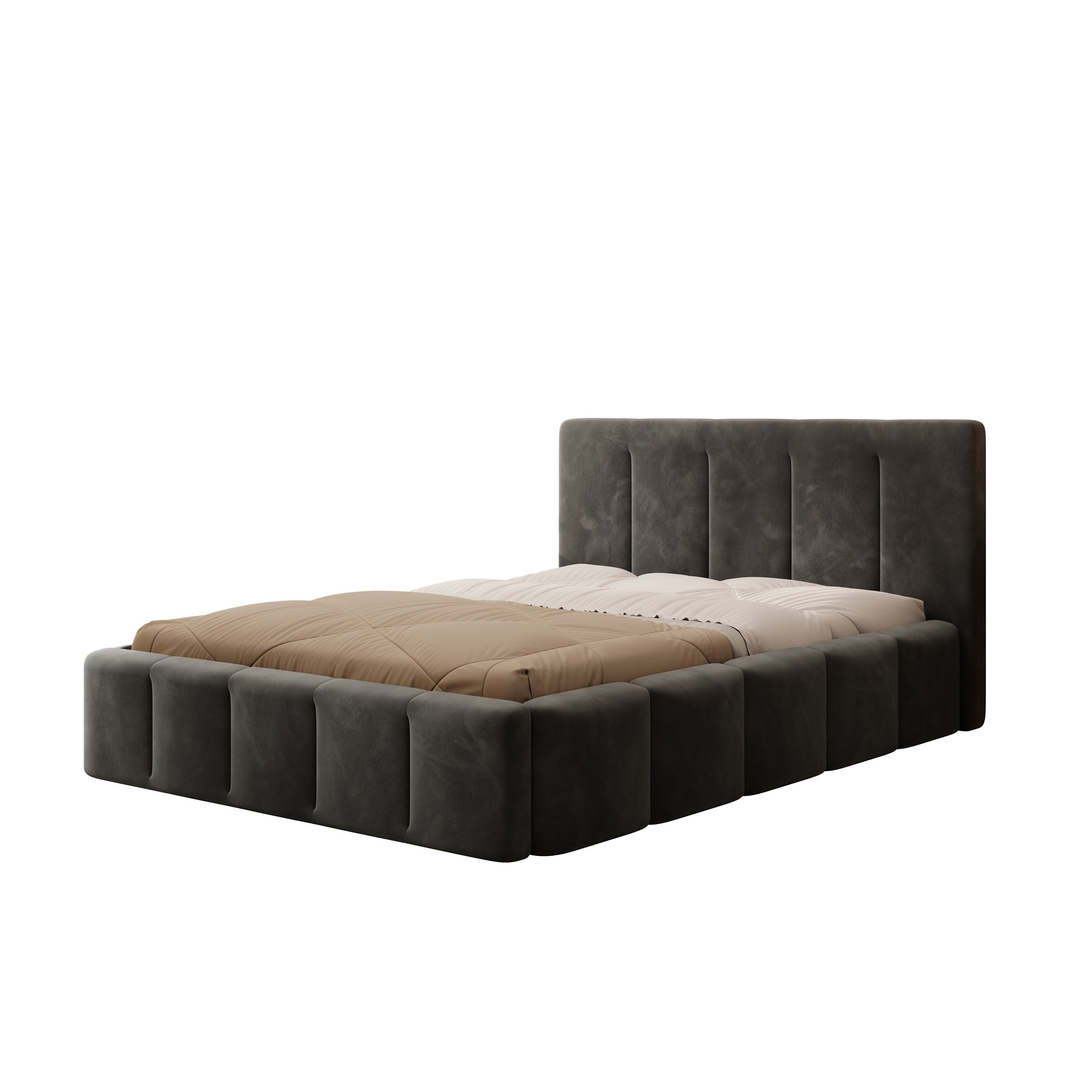 Excalibur - Tweepersoonsbed - Zwart velvet - 140x200 cm