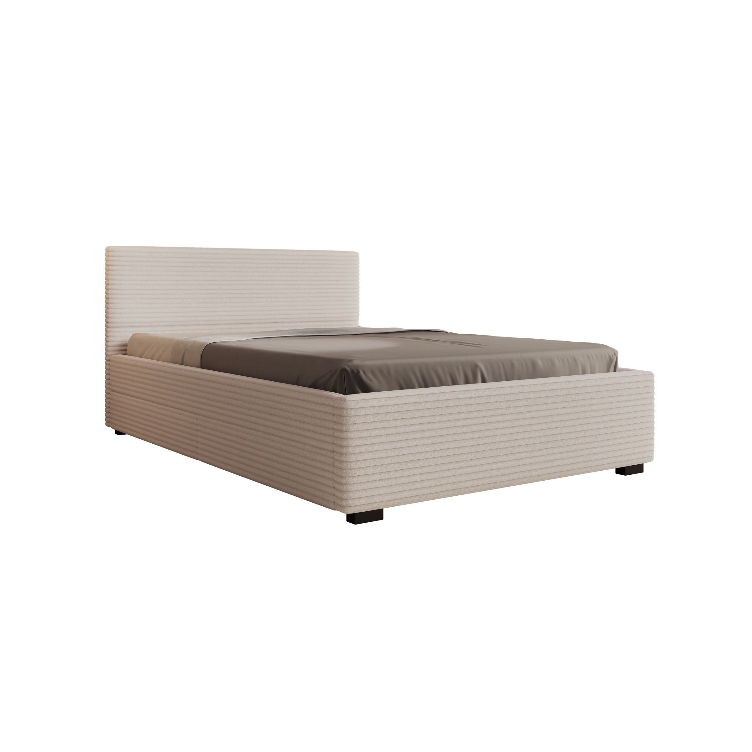 Tweepersoonsbed Loox - Beige ribstof - 140x200 cm