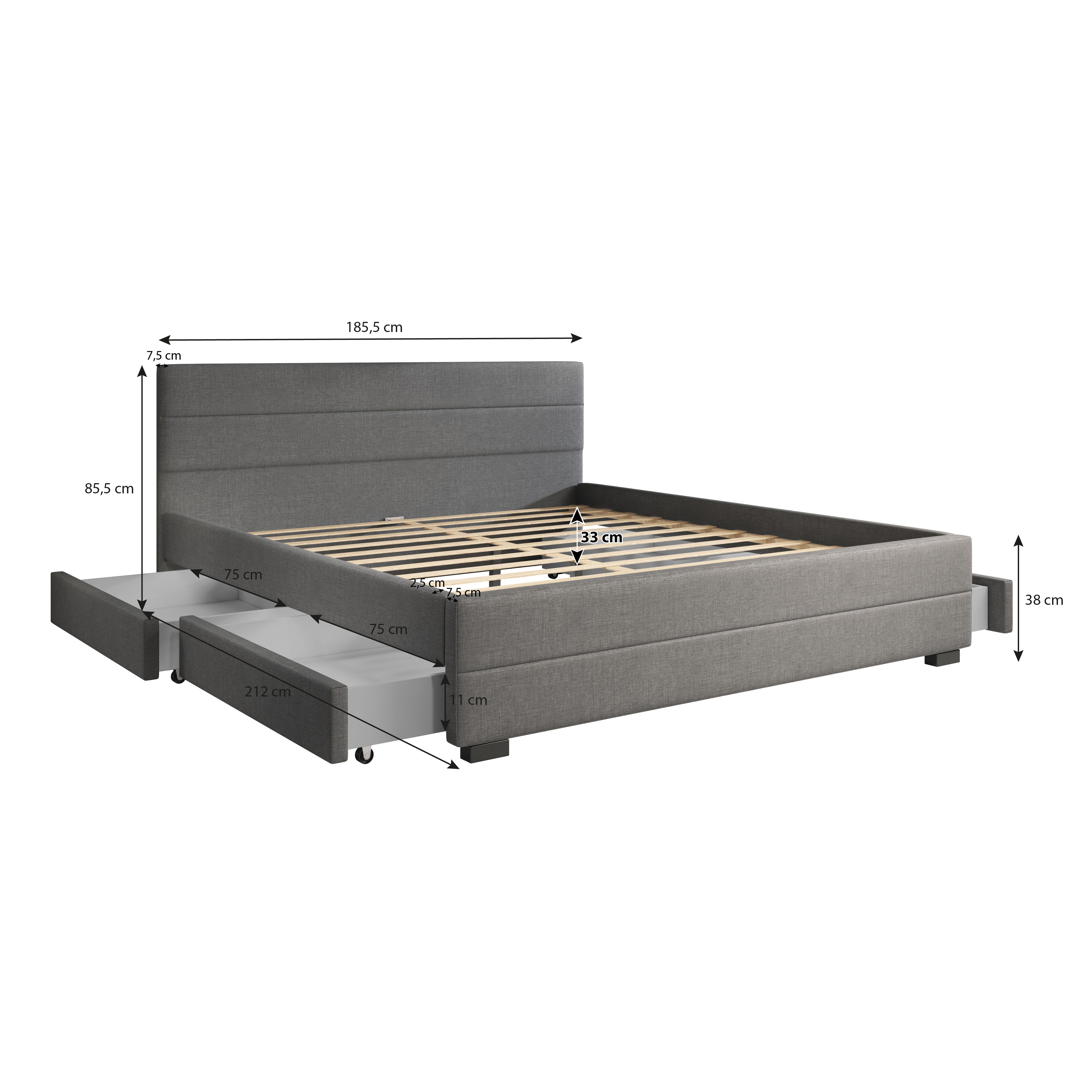 Tweepersoonsbed Loox - Beige ribstof - 180x200 cm