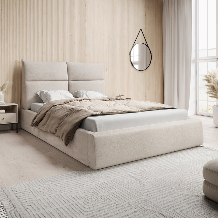 Maxton - Tweepersoonsbed - Stof beige - 140x200 cm