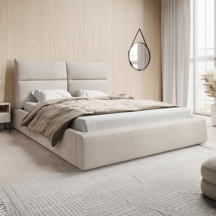 Maxton - Tweepersoonsbed - Stof beige - 160x200 cm