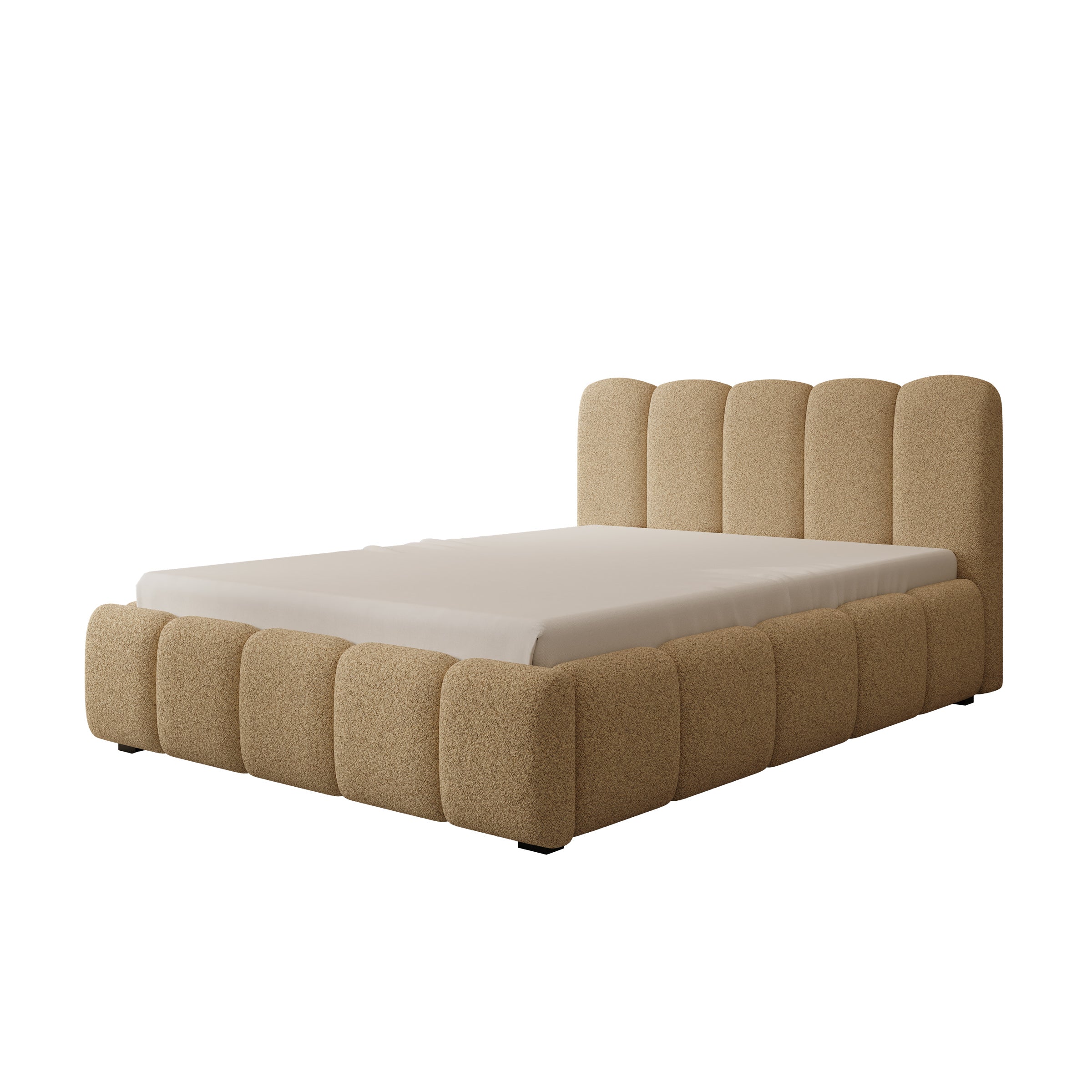 Tweepersoonsbed Nolena - Beige stof - 140x200 cm