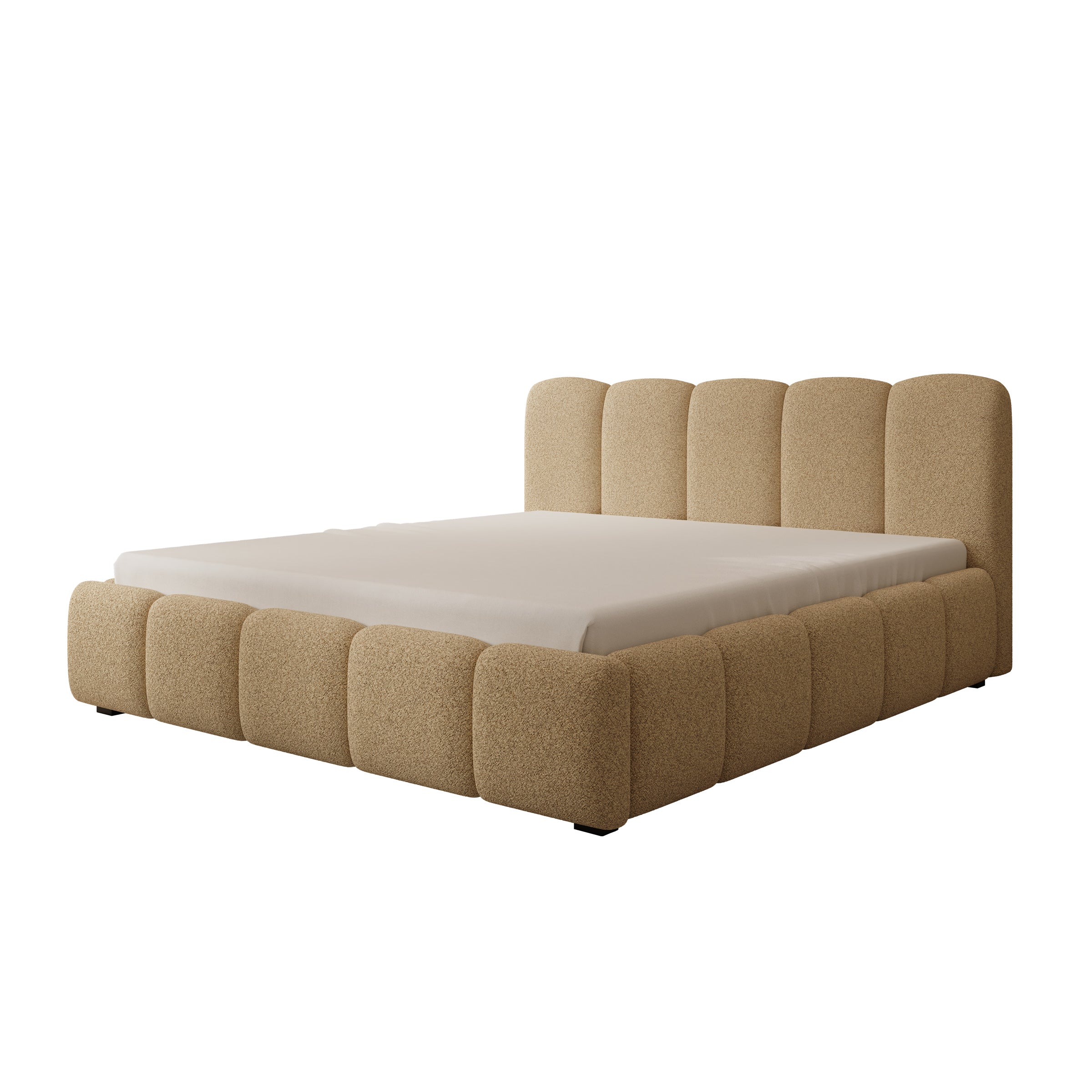 Tweepersoonsbed Nolena - Beige stof - 180x200 cm