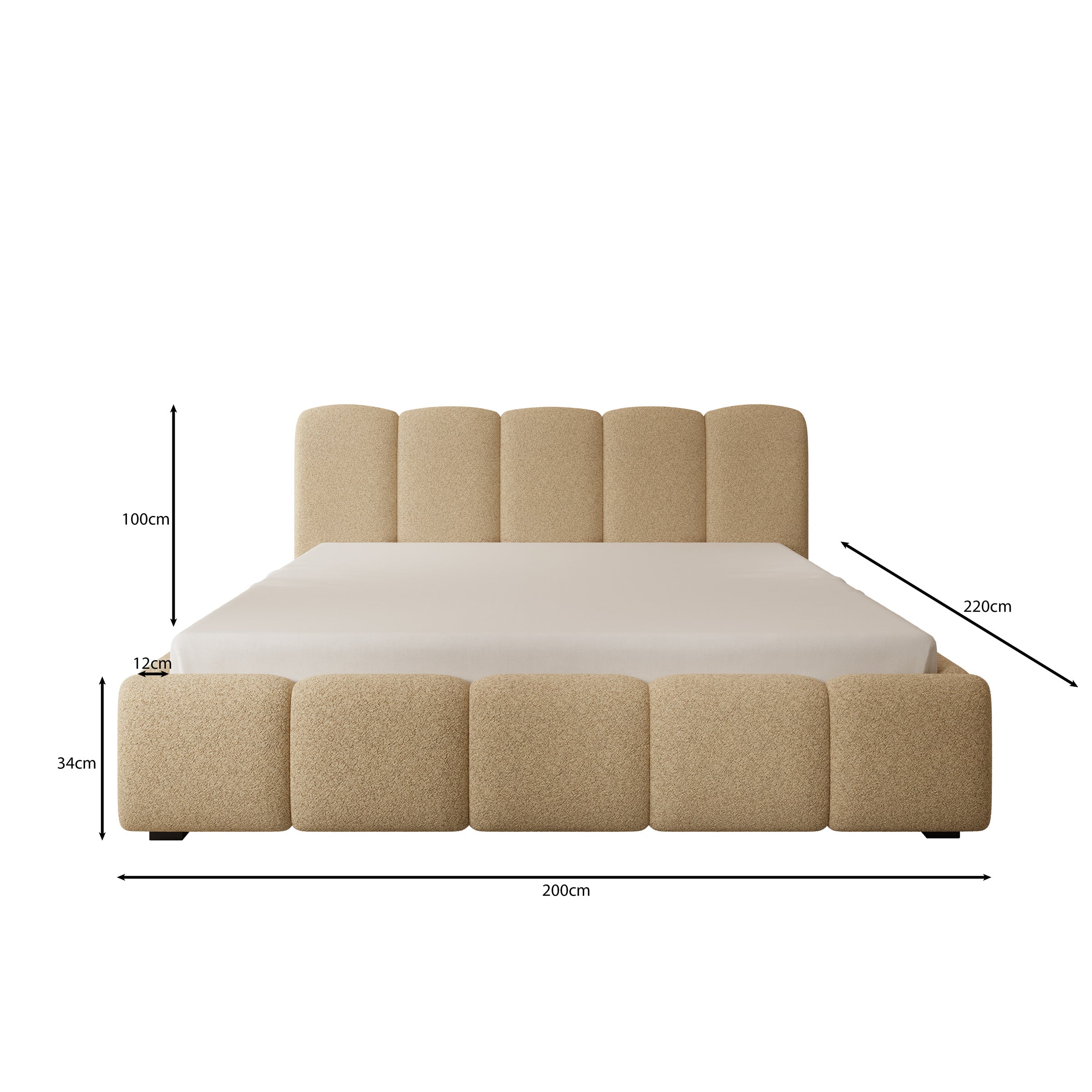 Tweepersoonsbed Nolena - Beige stof - 180x200 cm