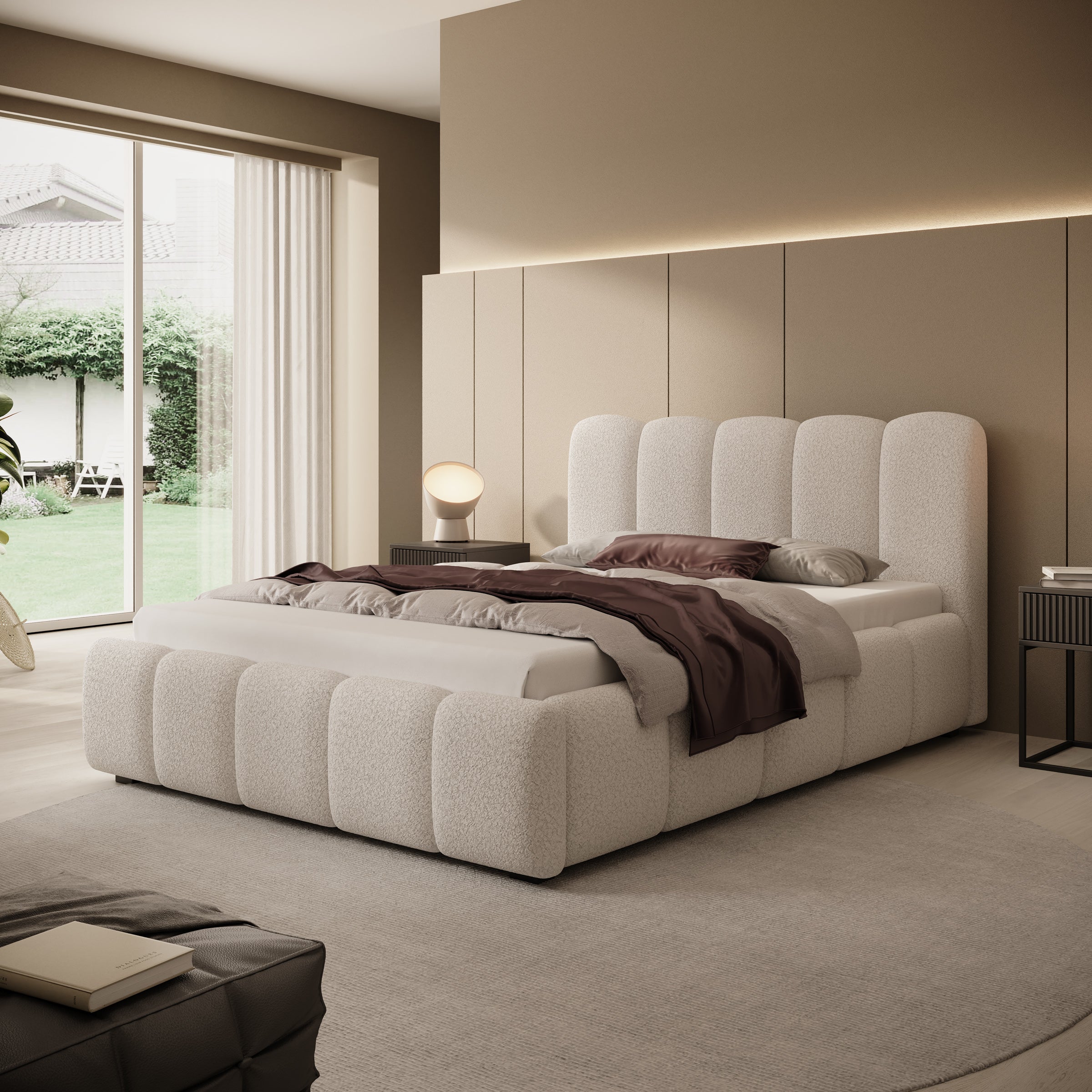 Nolena Tweepersoonsbed - Beige teddystof - 140x200 cm