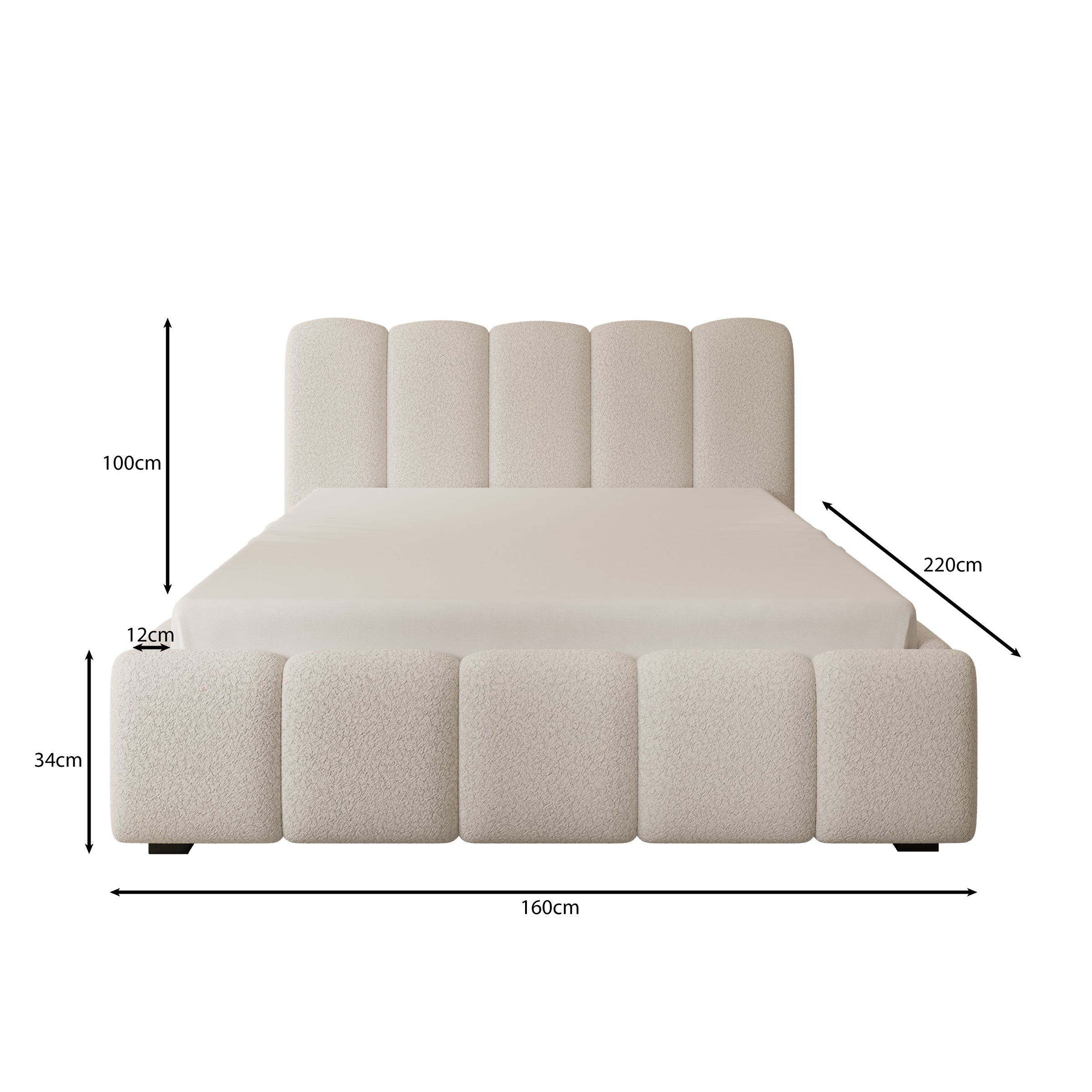 Nolena Tweepersoonsbed - Beige teddystof - 140x200 cm