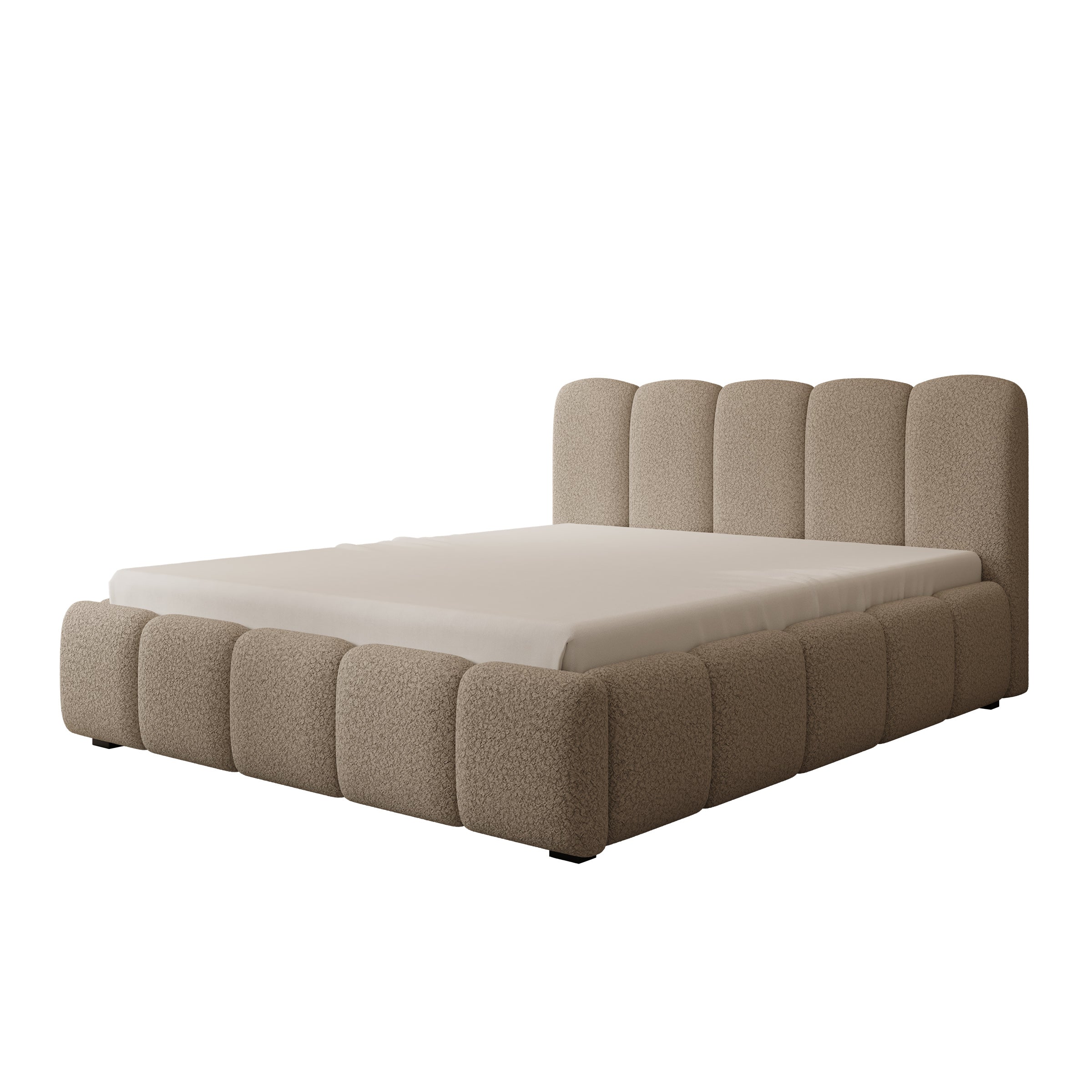 Tweepersoonsbed Nolena - Beige teddystof - 160x200 cm