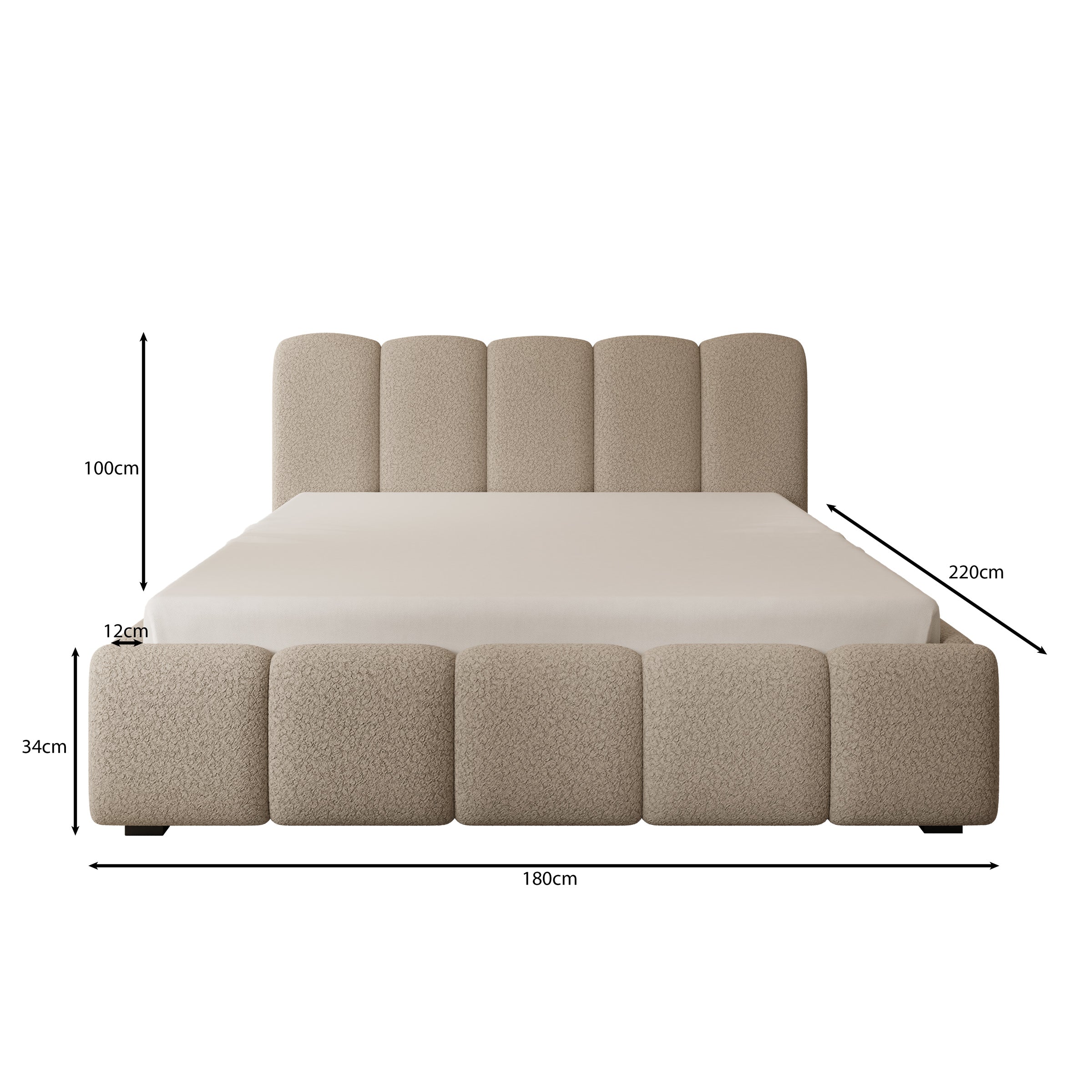 Tweepersoonsbed Nolena - Beige teddystof - 160x200 cm