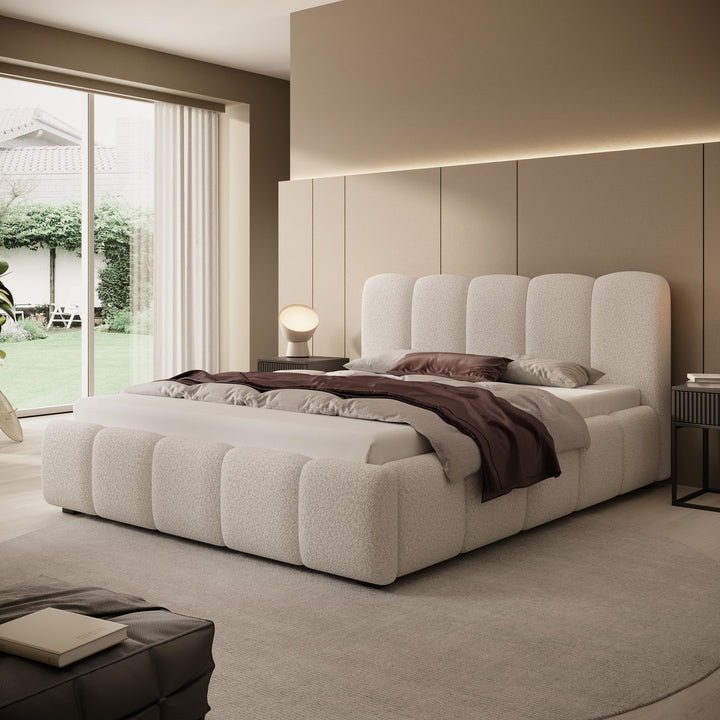 Nolena Tweepersoonsbed - Beige teddystof - 160x200 cm