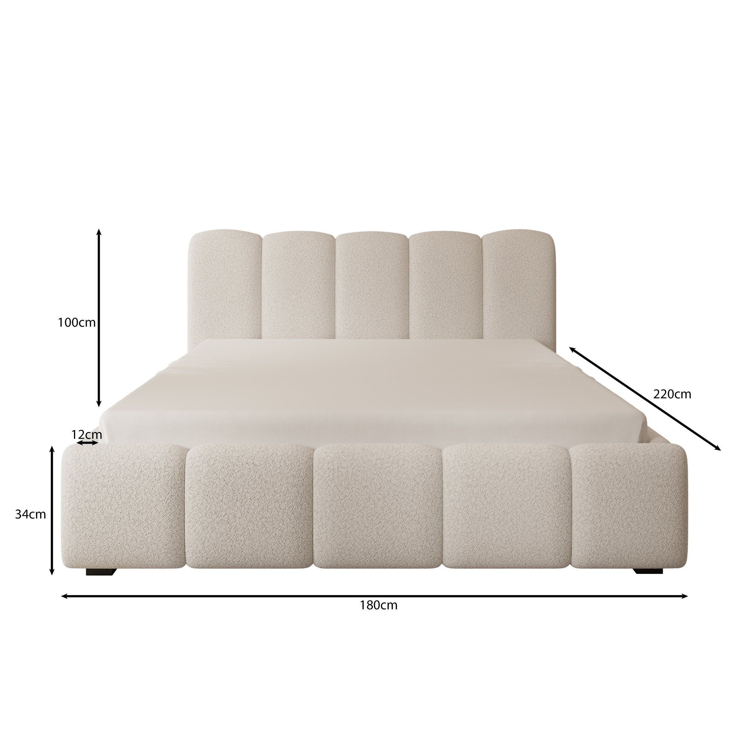 Nolena Tweepersoonsbed - Beige teddystof - 160x200 cm