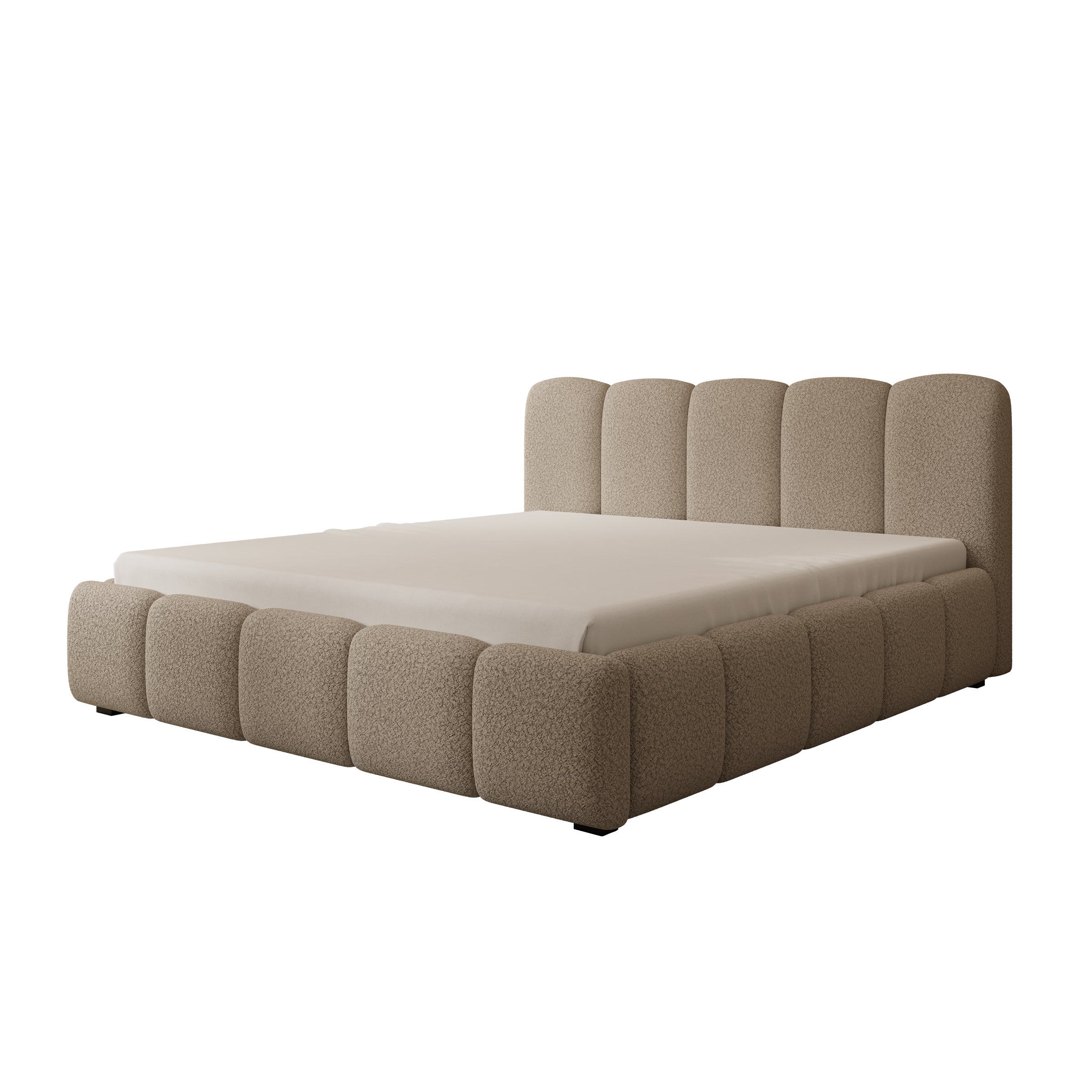 Tweepersoonsbed Nolena - Beige teddystof - 180x200 cm