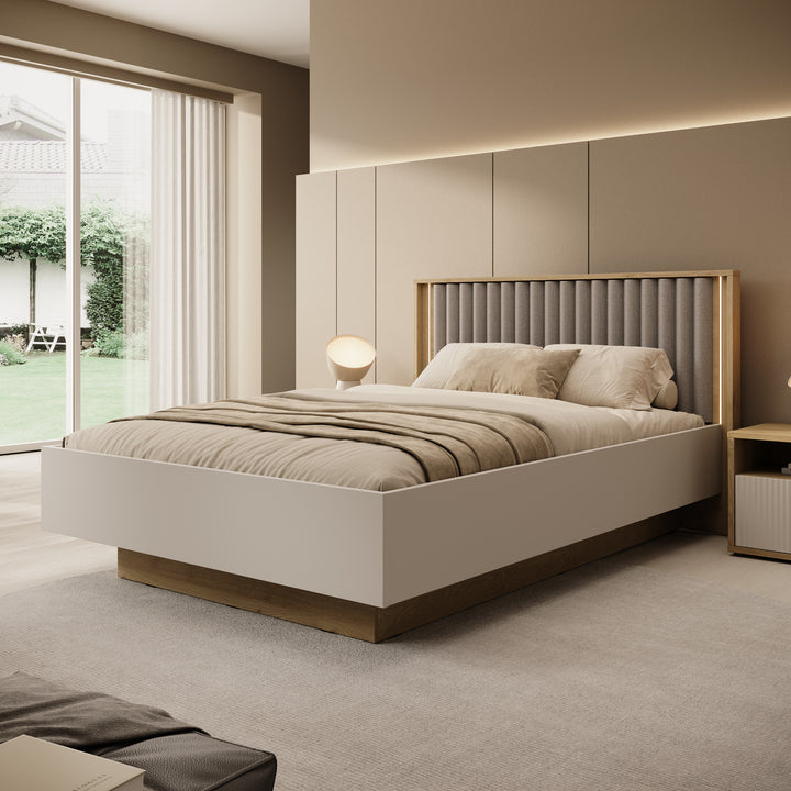 Riggs - Tweepersoonsbed - Beige - 140x200 cm