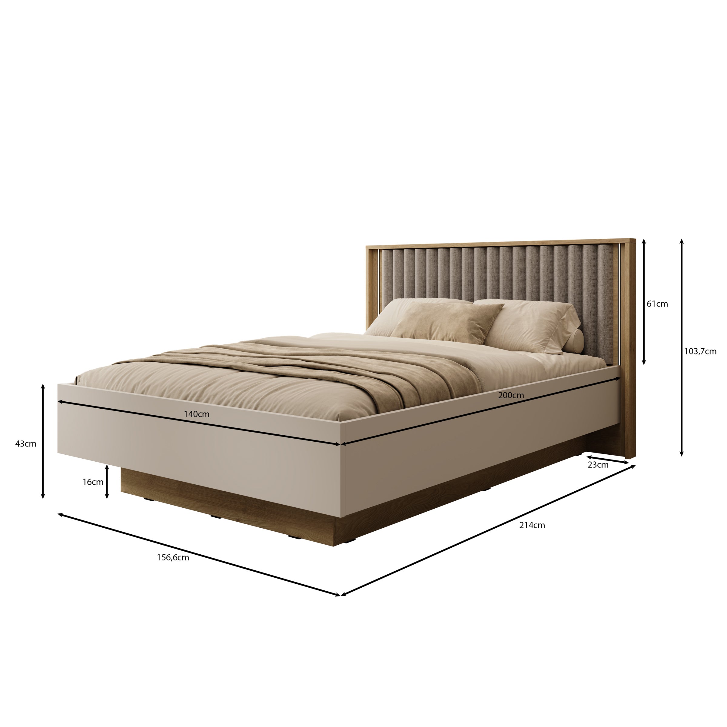 Riggs - Tweepersoonsbed - Beige - 140x200 cm