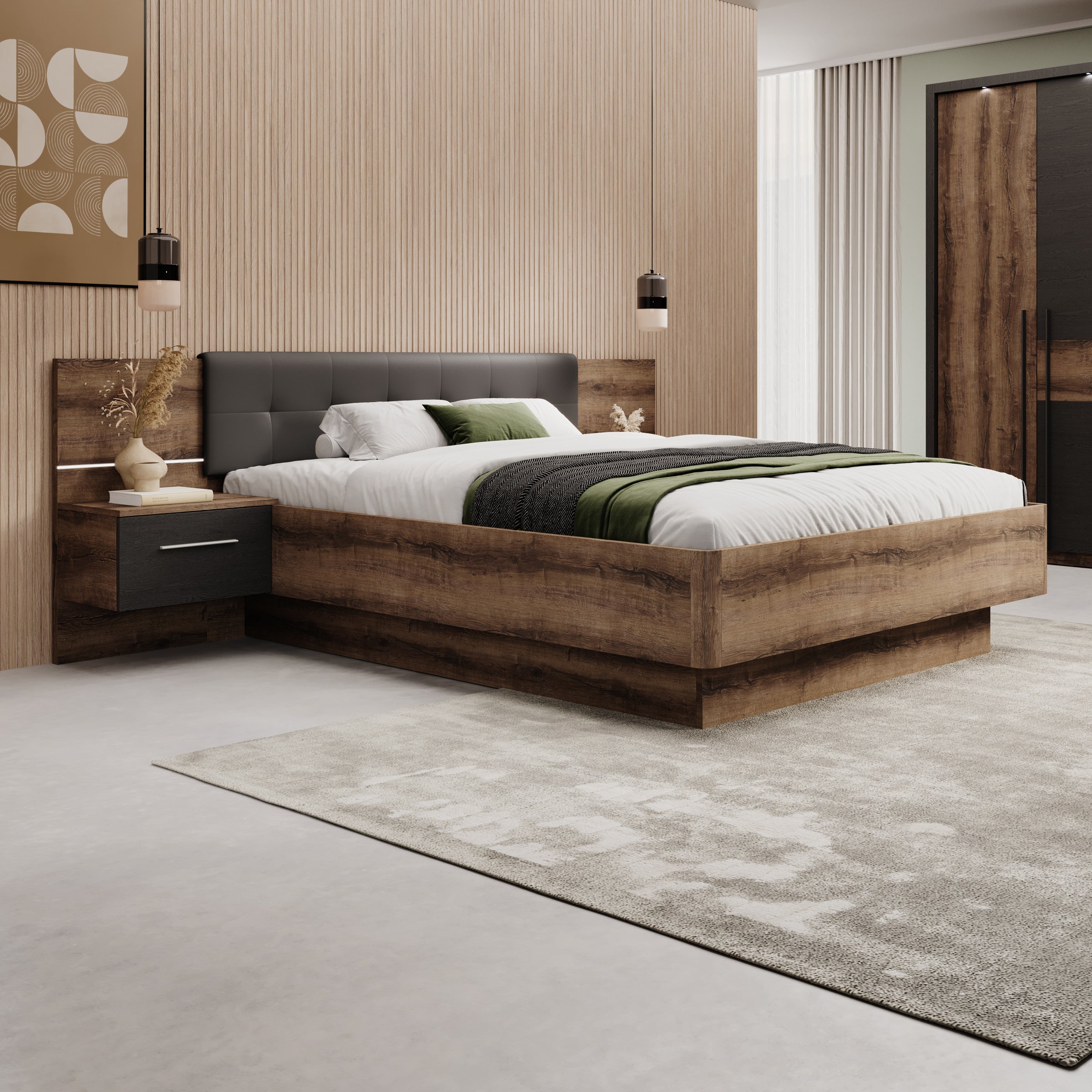 Ripley - Tweepersoonsbed - Donker eiken - 160x200 cm