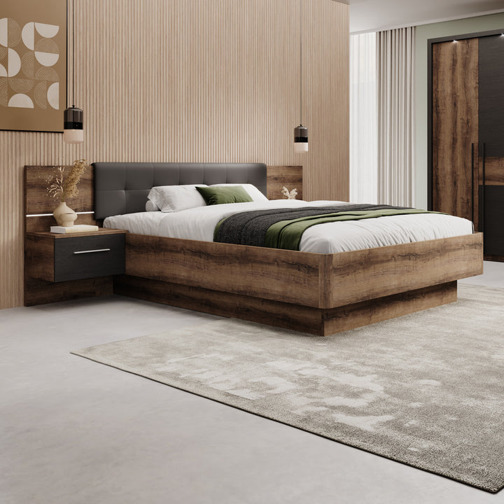 Ripley - Tweepersoonsbed - Donker eiken - 160x200 cm