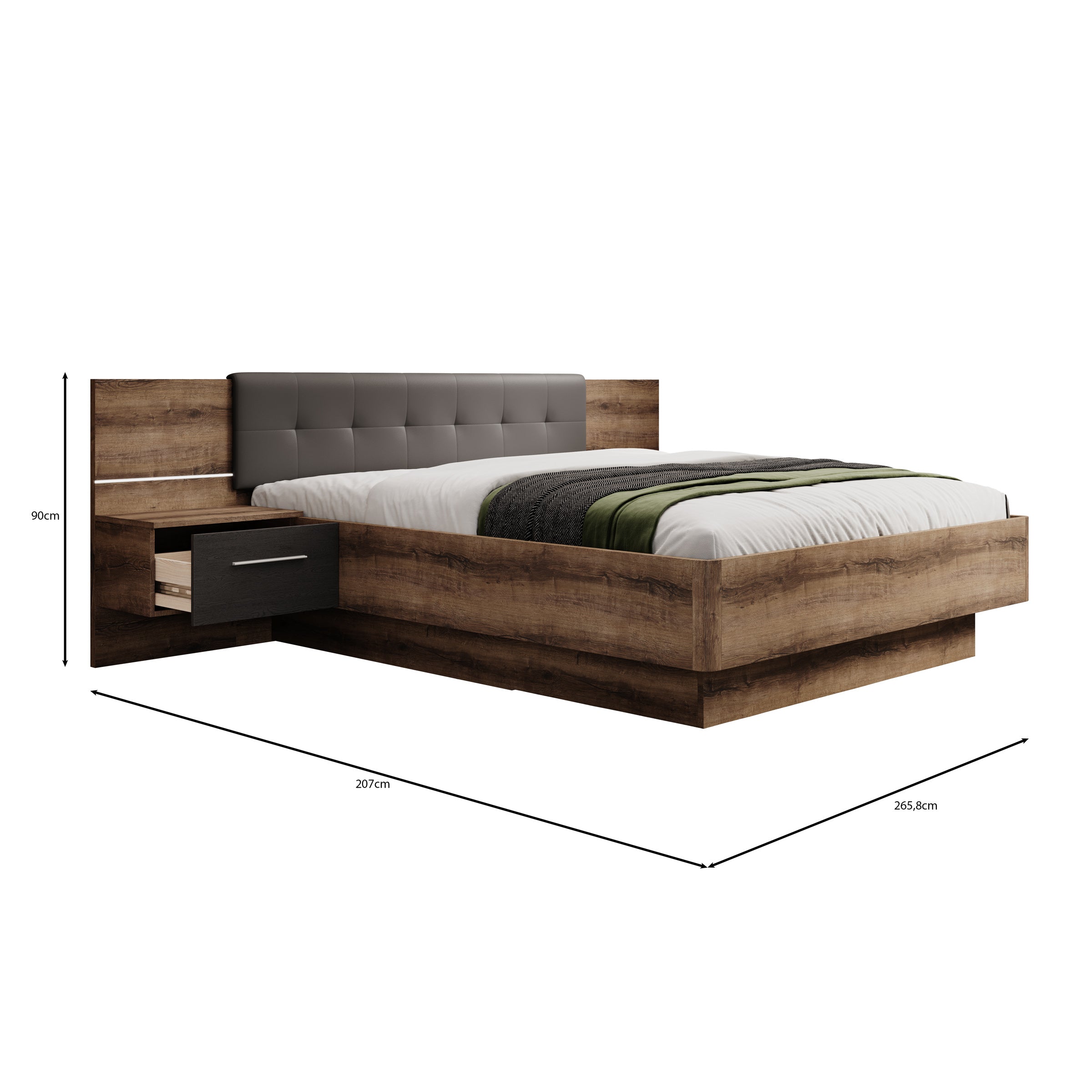 Ripley - Tweepersoonsbed - Donker eiken - 160x200 cm