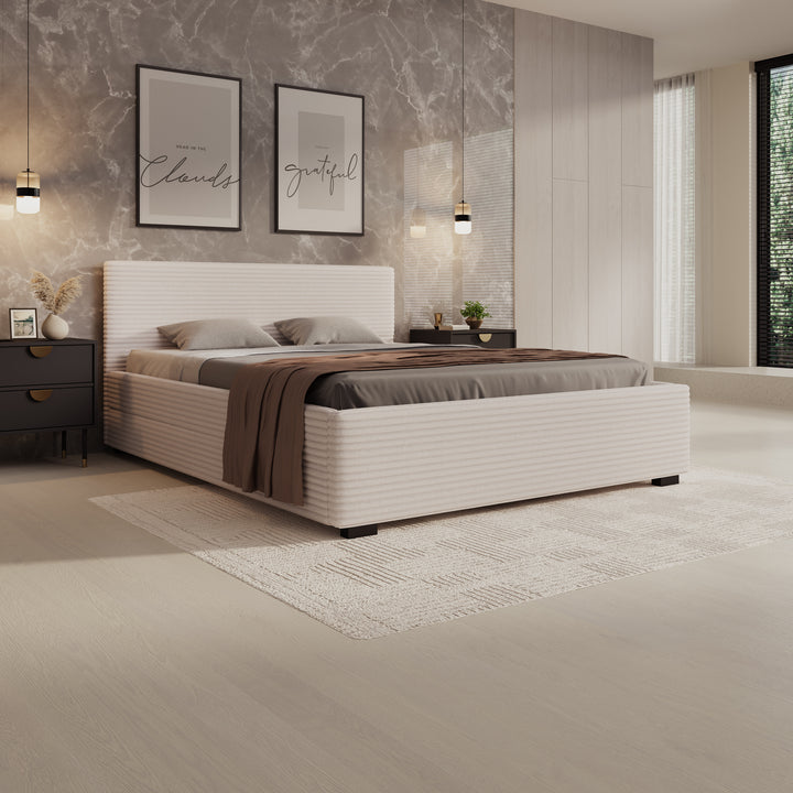 Tweepersoonsbed Loox - Beige ribstof - 160x200 cm
