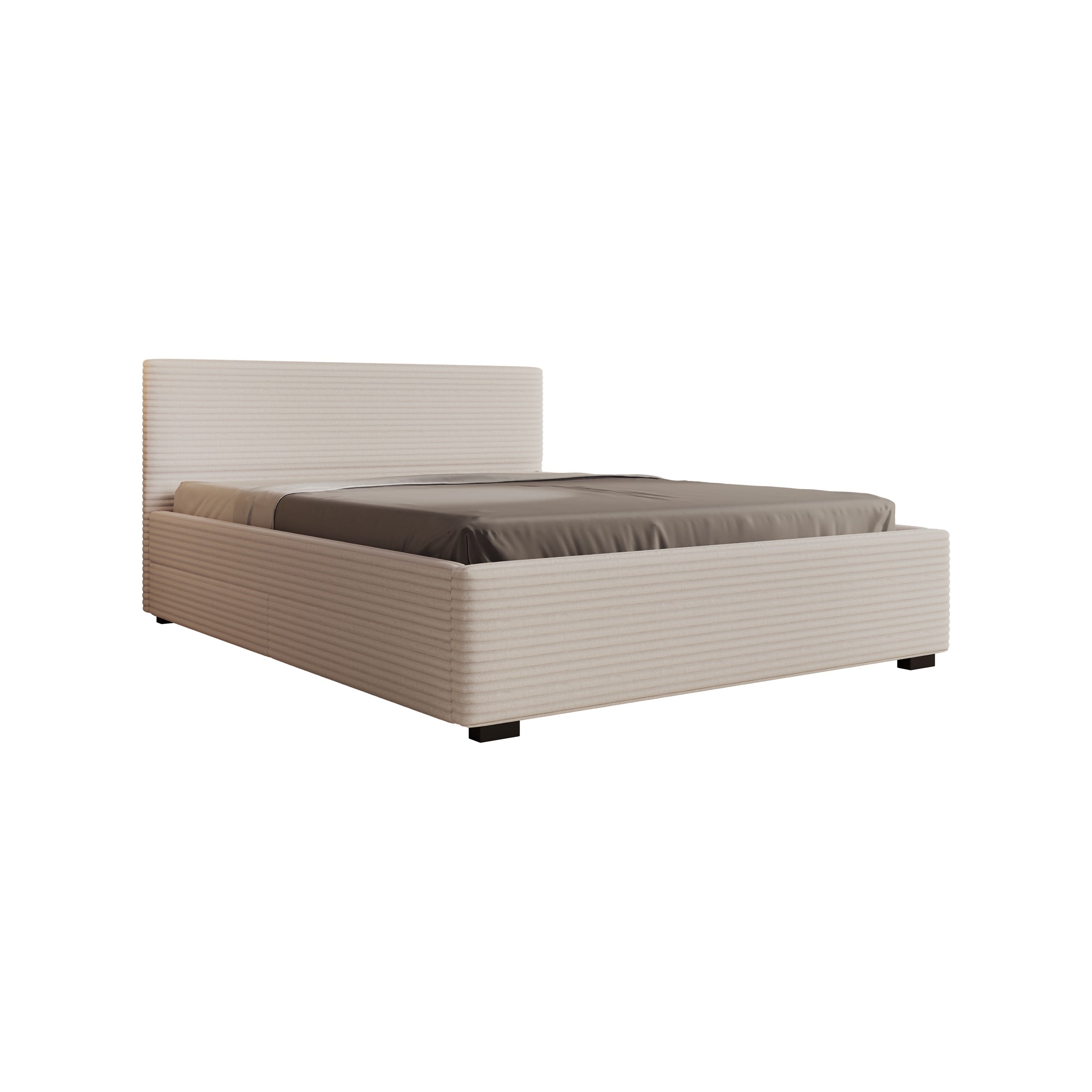 Tweepersoonsbed Loox - Beige ribstof - 160x200 cm