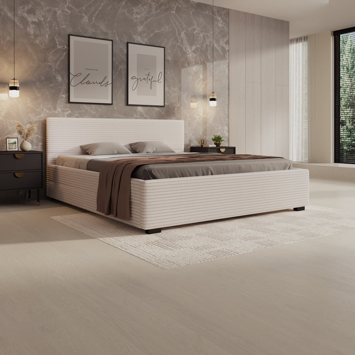 Tweepersoonsbed Loox - Beige ribstof - 180x200 cm