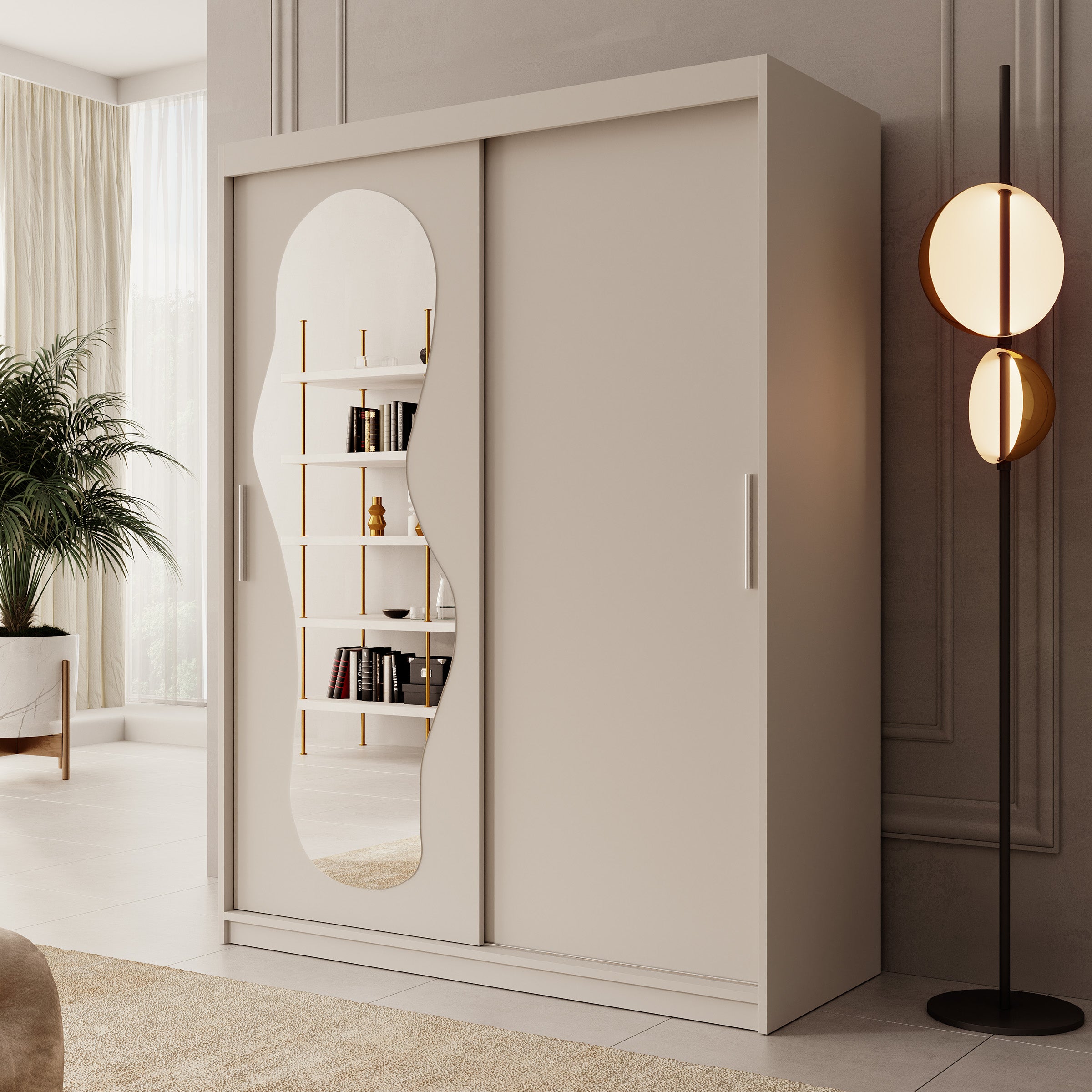 Ulysses - Kledingkast met schuifdeuren - Beige - 150x62x200 cm