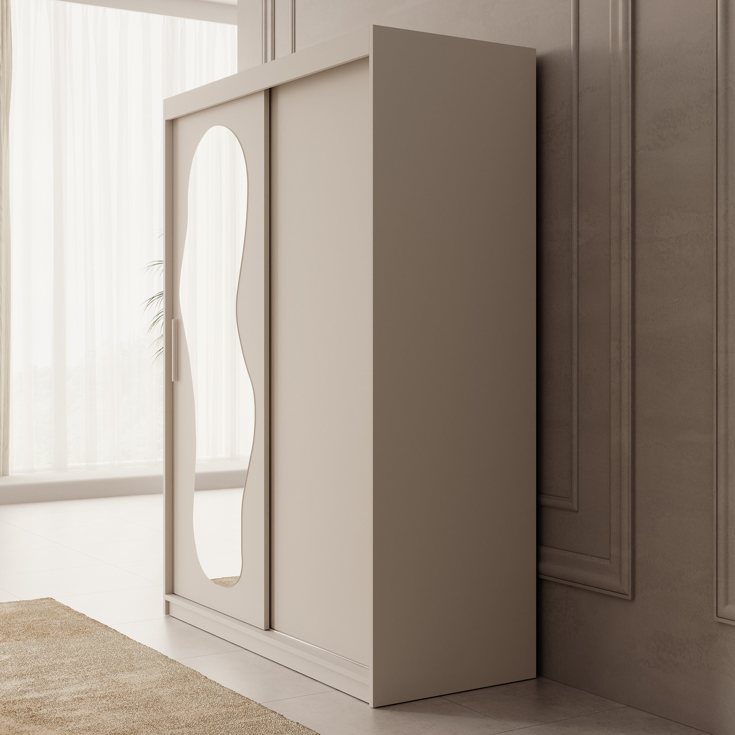 Ulysses - Kledingkast met schuifdeuren - Beige - 150x62x200 cm
