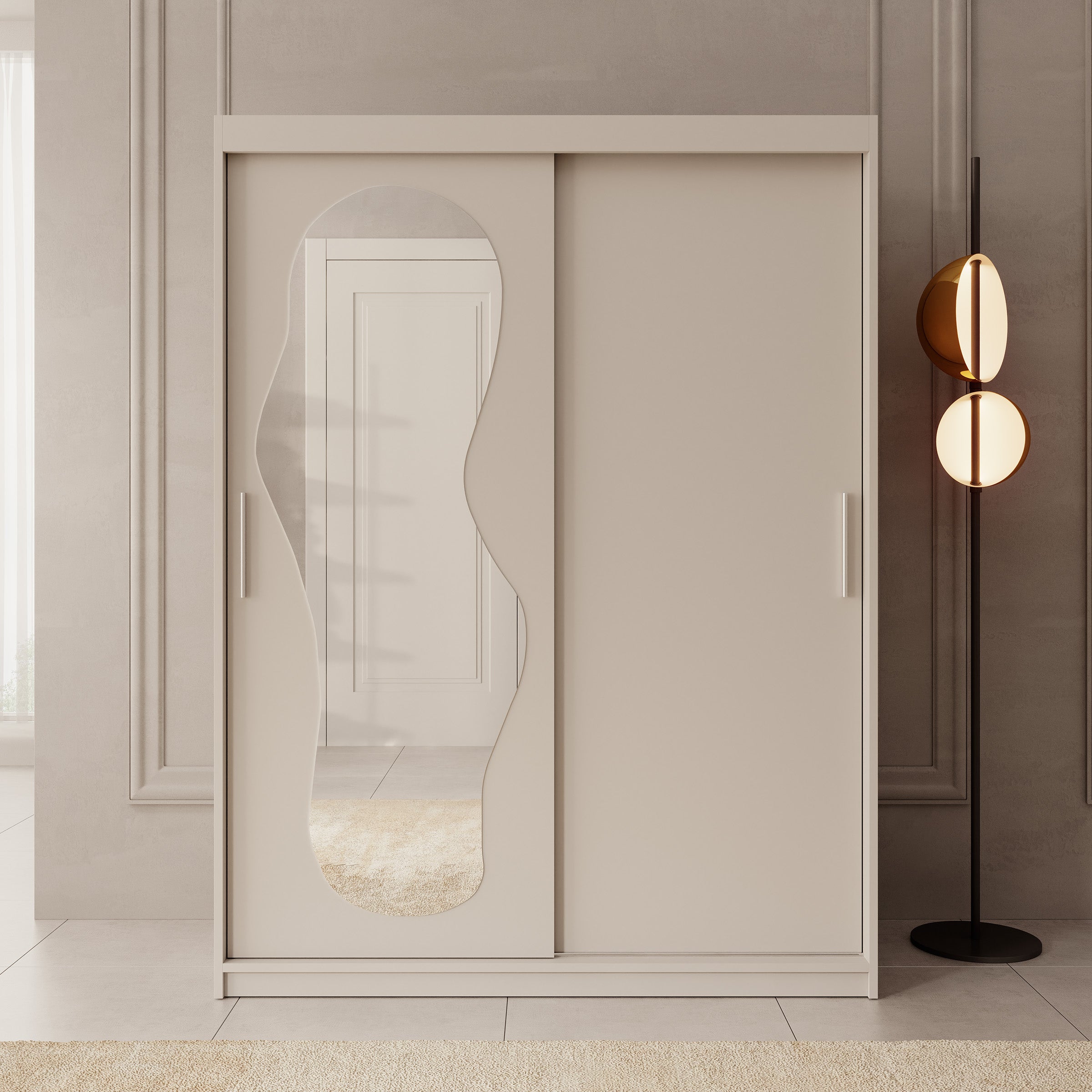 Ulysses - Kledingkast met schuifdeuren - Beige - 150x62x200 cm