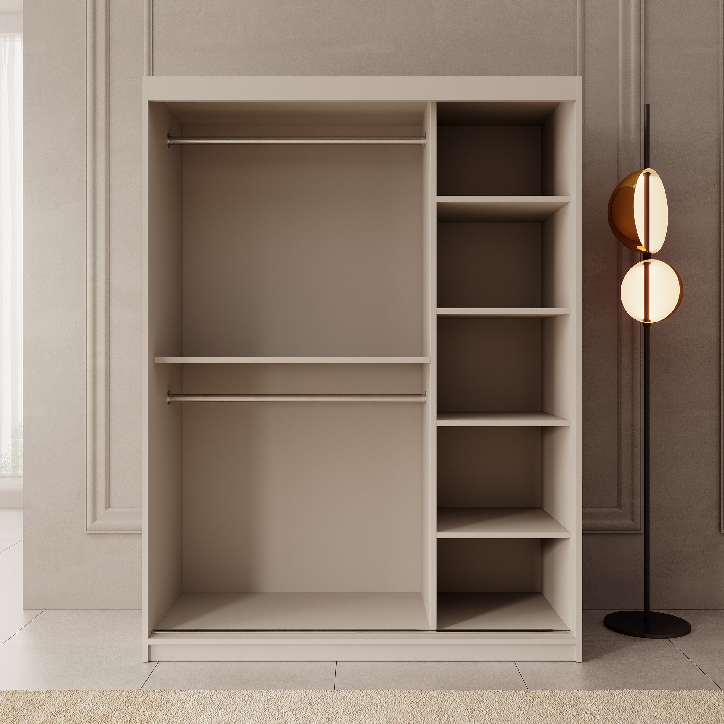 Ulysses - Kledingkast met schuifdeuren - Beige - 150x62x200 cm