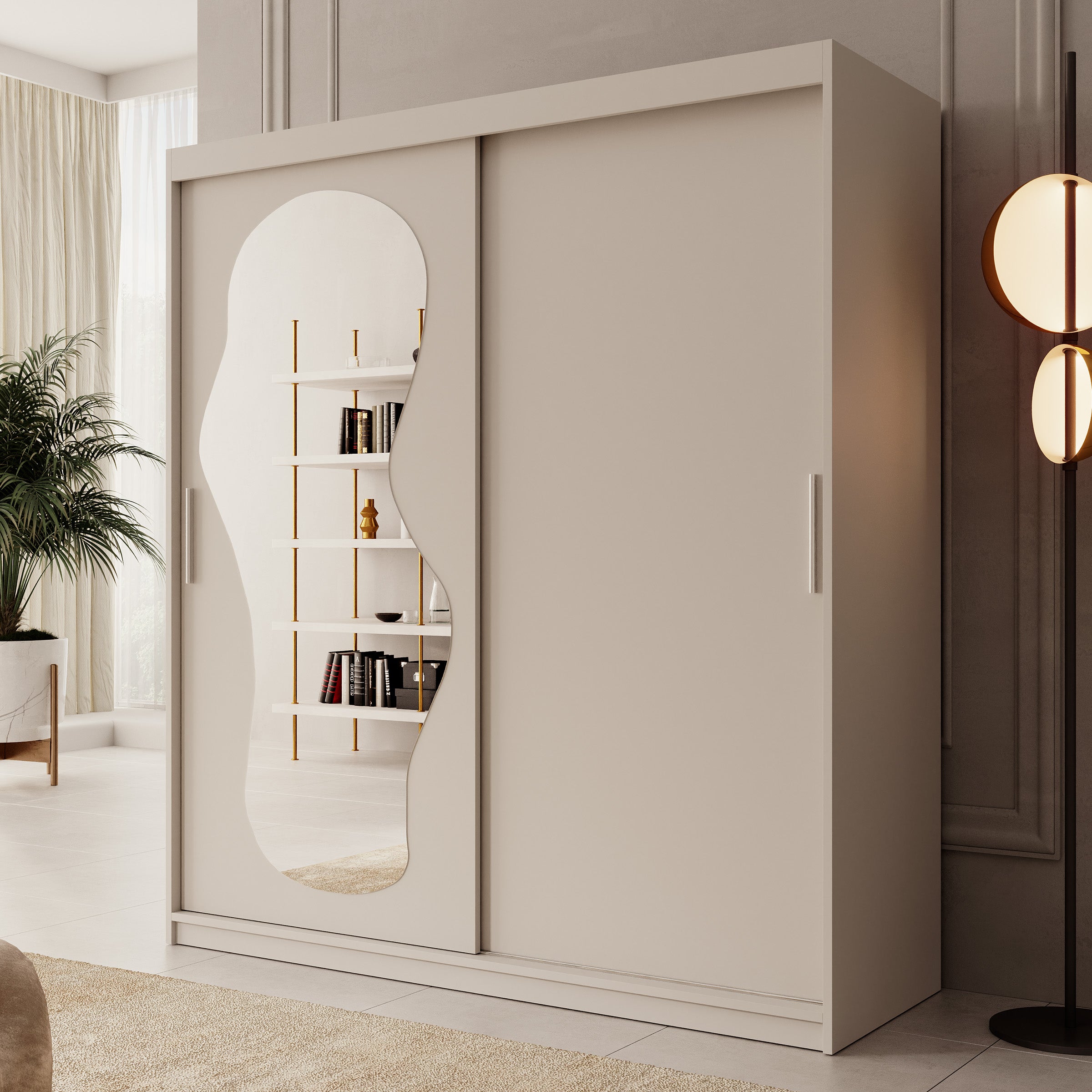 Ulysses - Kledingkast met schuifdeuren - Beige - 180x62x200 cm
