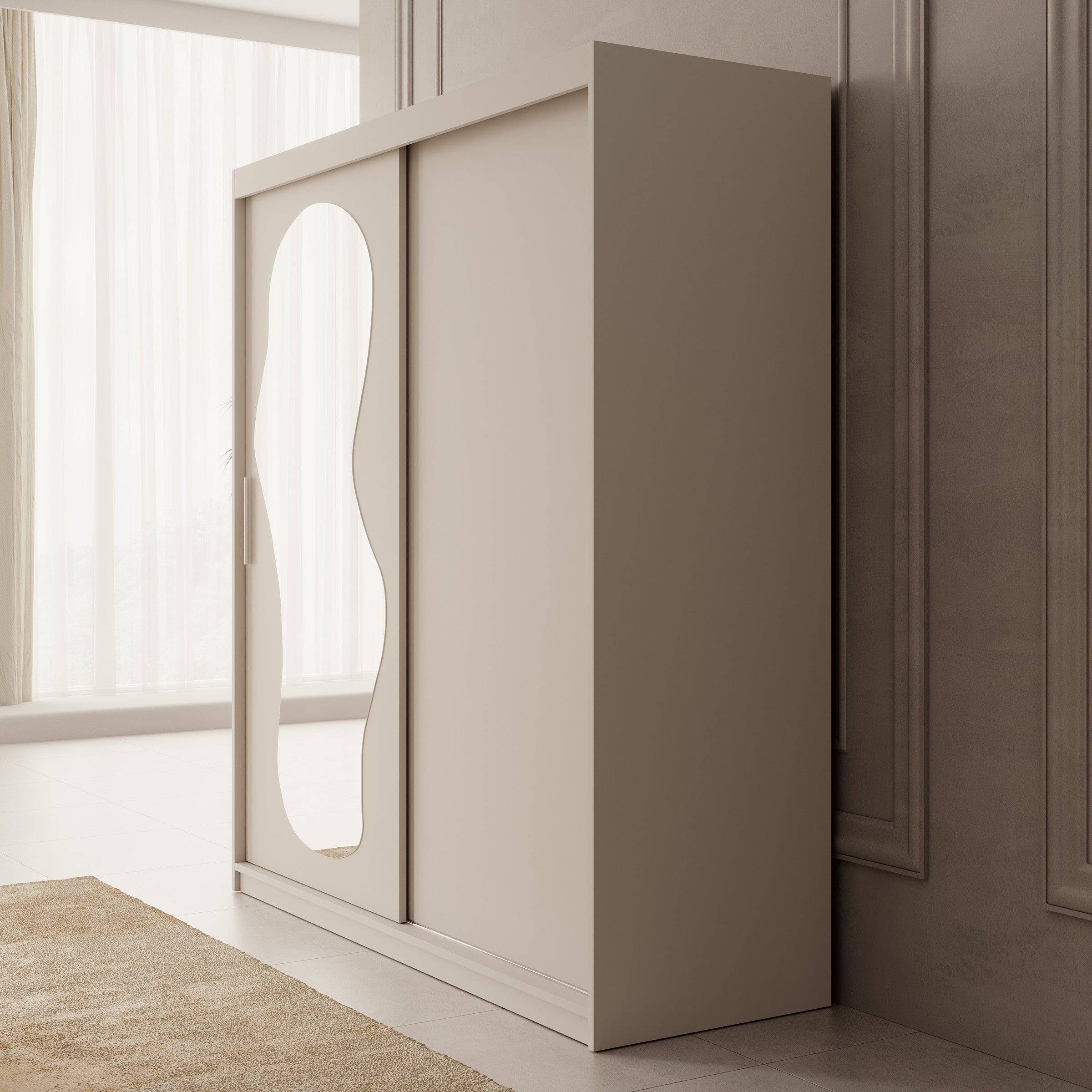 Ulysses - Kledingkast met schuifdeuren - Beige - 180x62x200 cm