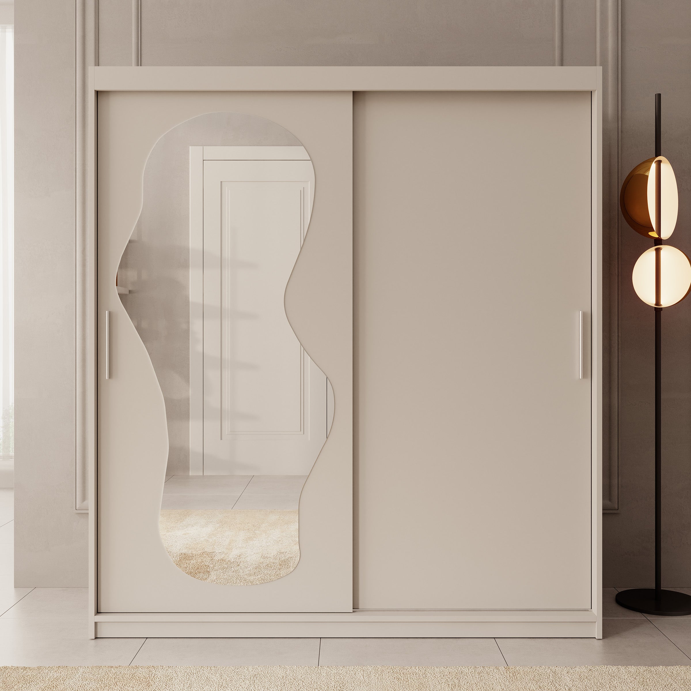Ulysses - Kledingkast met schuifdeuren - Beige - 180x62x200 cm