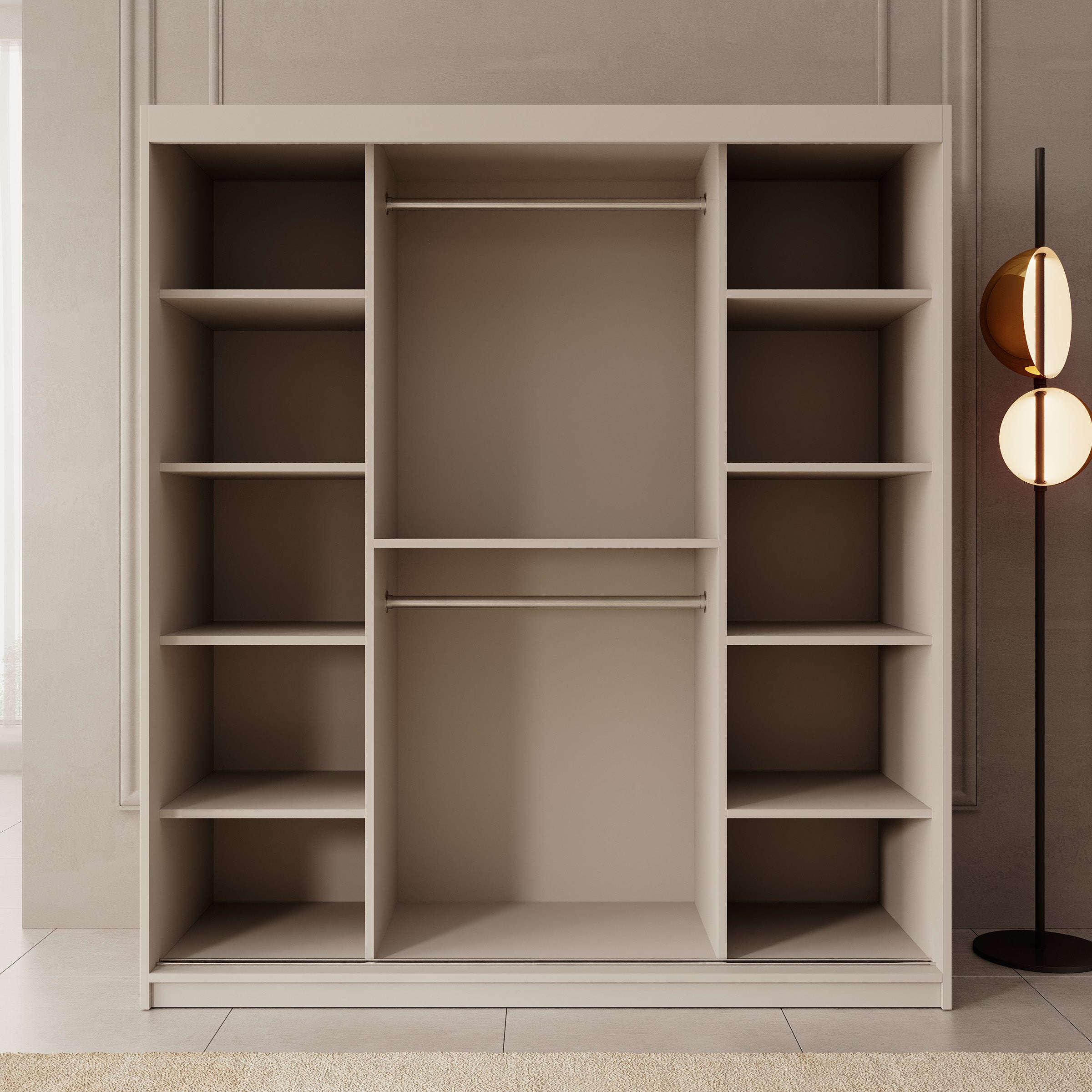 Ulysses - Kledingkast met schuifdeuren - Beige - 180x62x200 cm