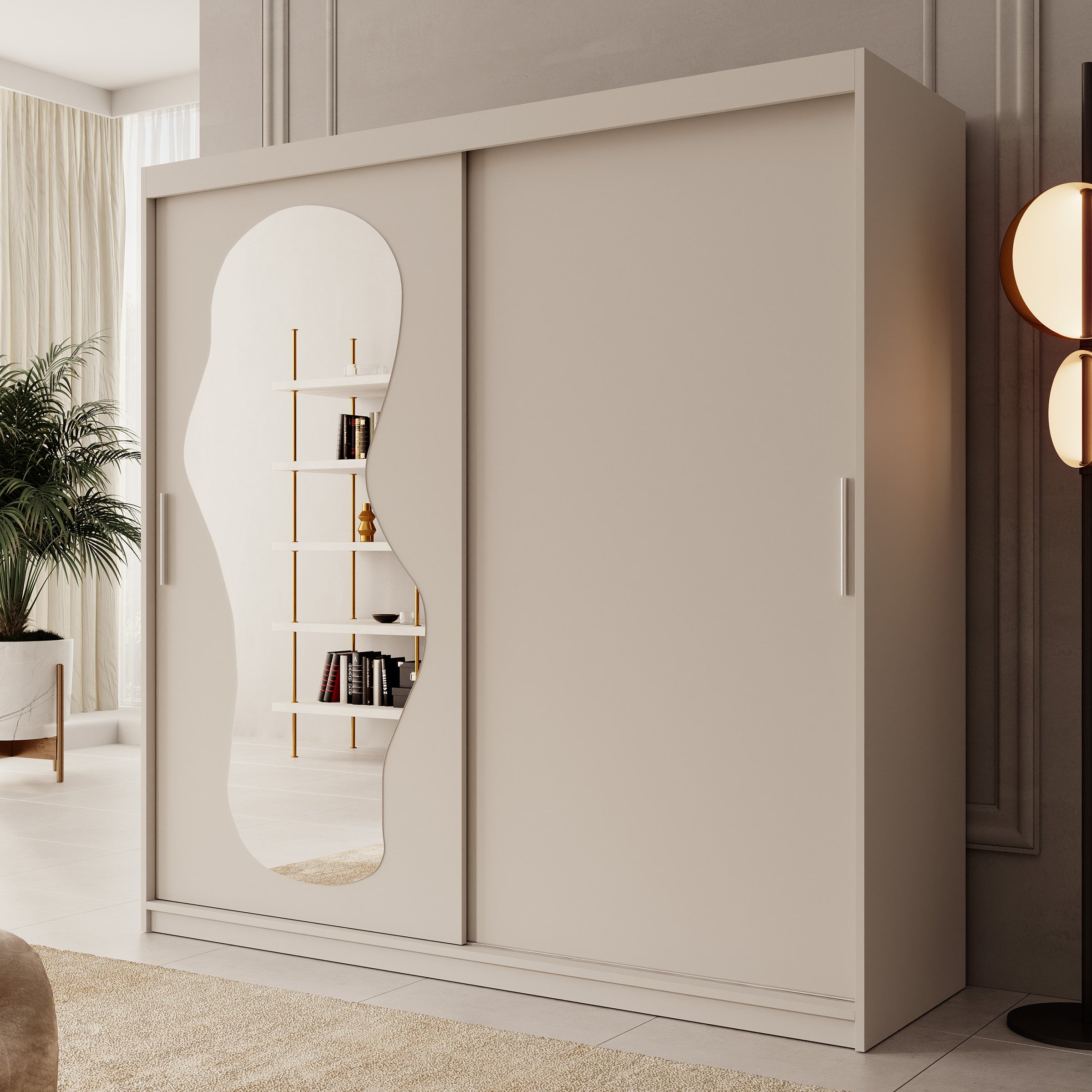 Ulysses - Kledingkast met schuifdeuren - Beige - 200x62x200 cm