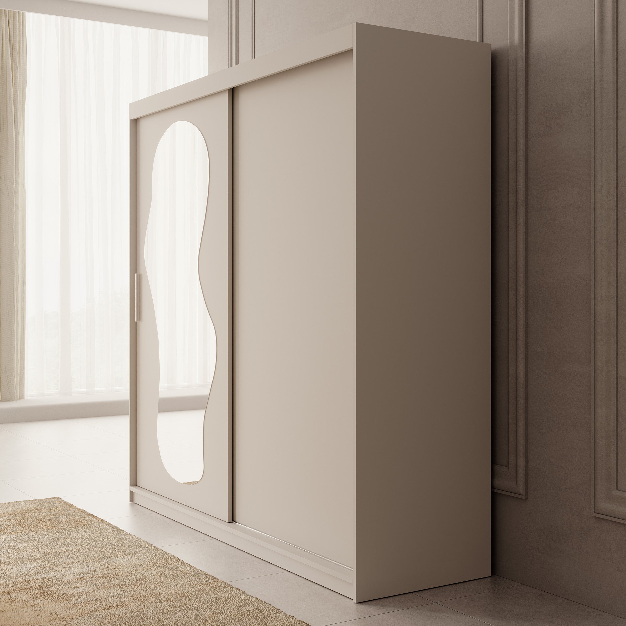 Ulysses - Kledingkast met schuifdeuren - Beige - 200x62x200 cm