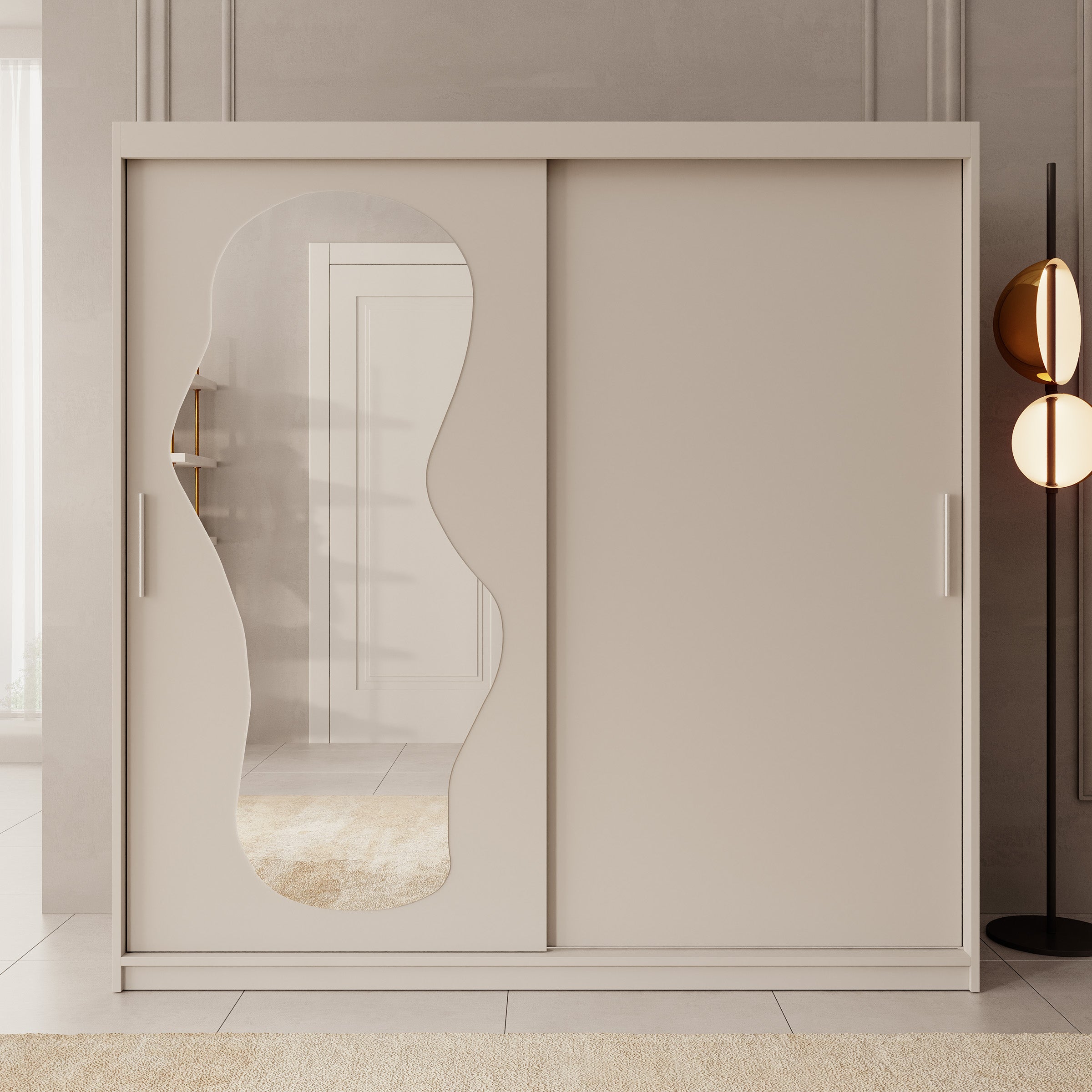 Ulysses - Kledingkast met schuifdeuren - Beige - 200x62x200 cm
