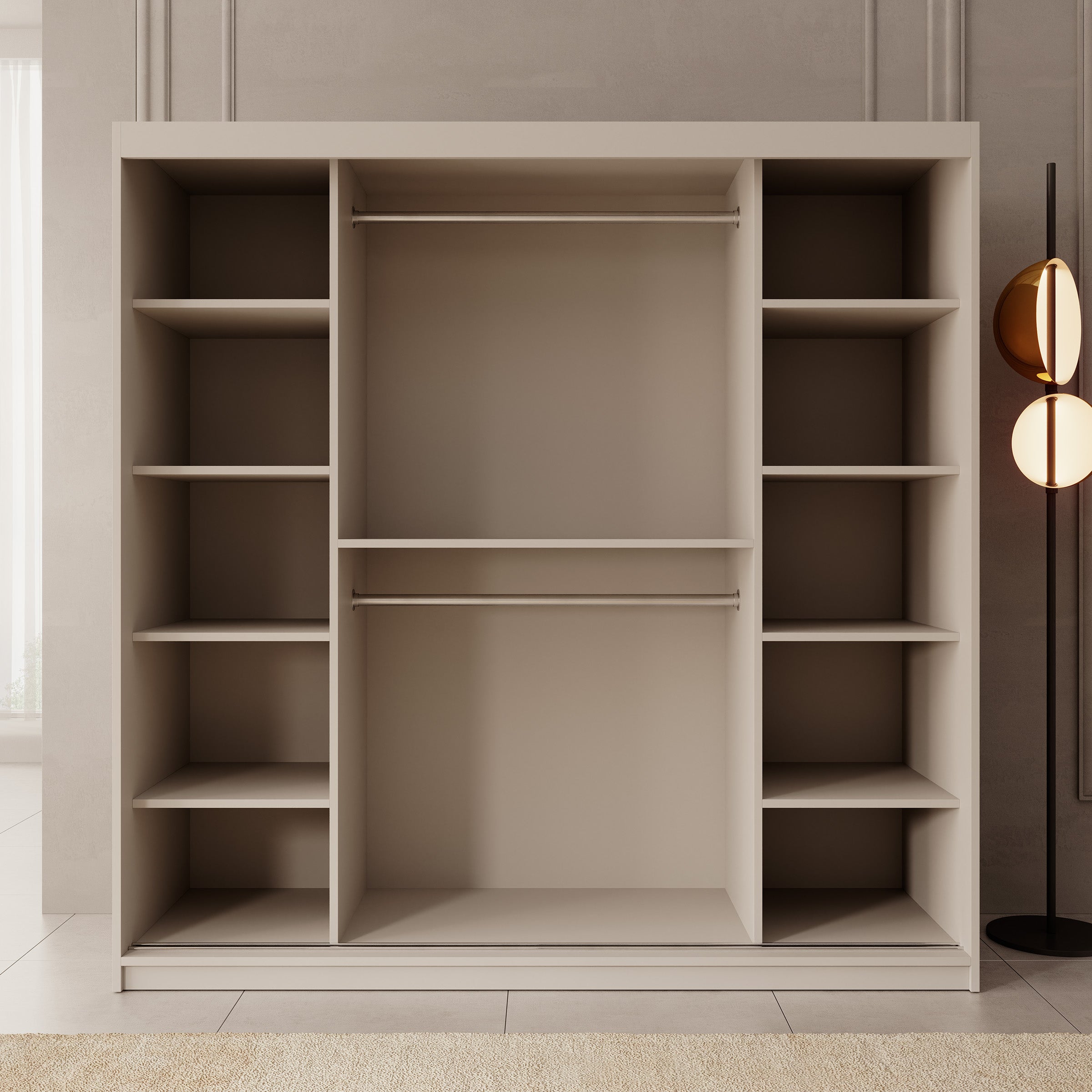 Ulysses - Kledingkast met schuifdeuren - Beige - 200x62x200 cm
