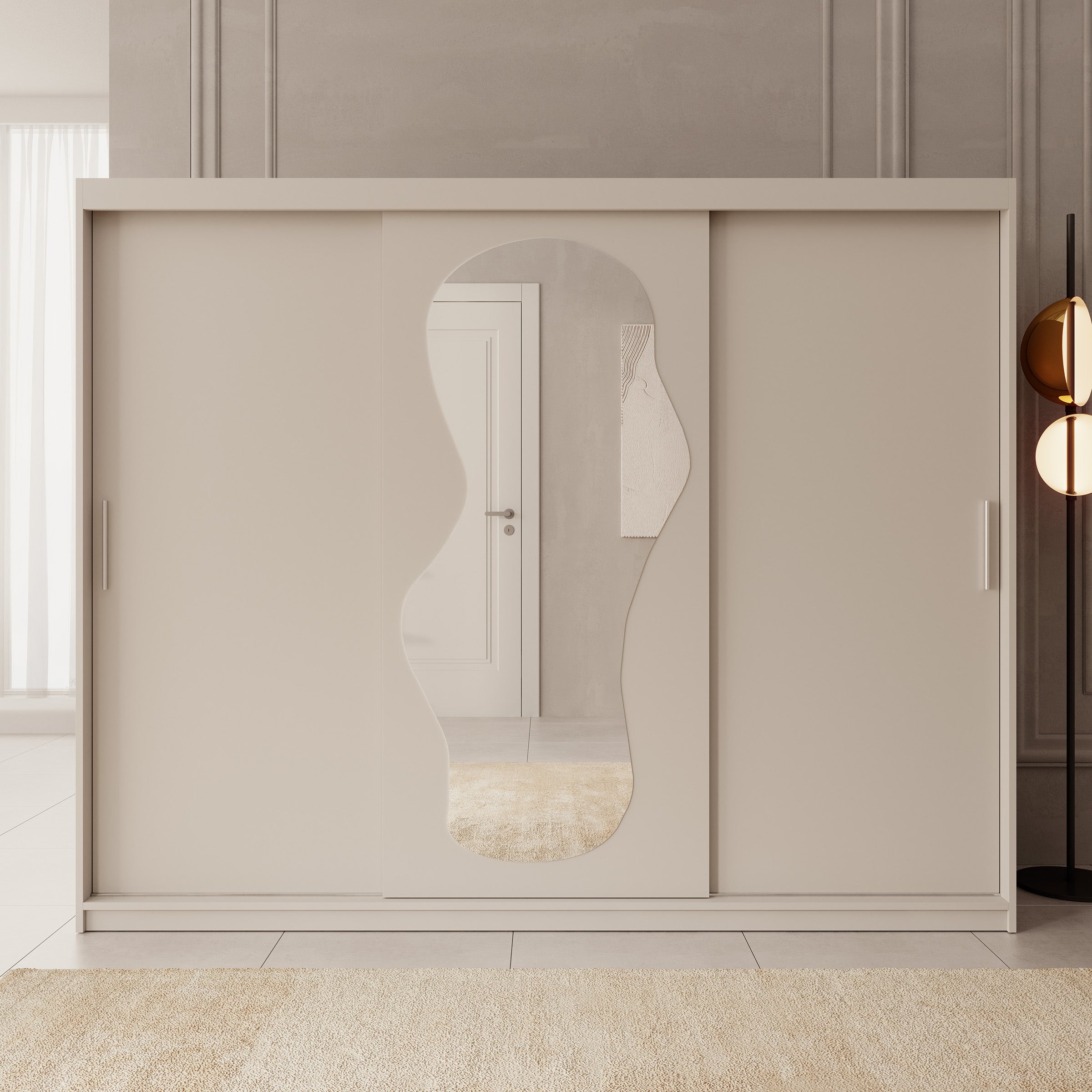 Ulysses - Kledingkast met schuifdeuren - Beige - 250x62x200 cm