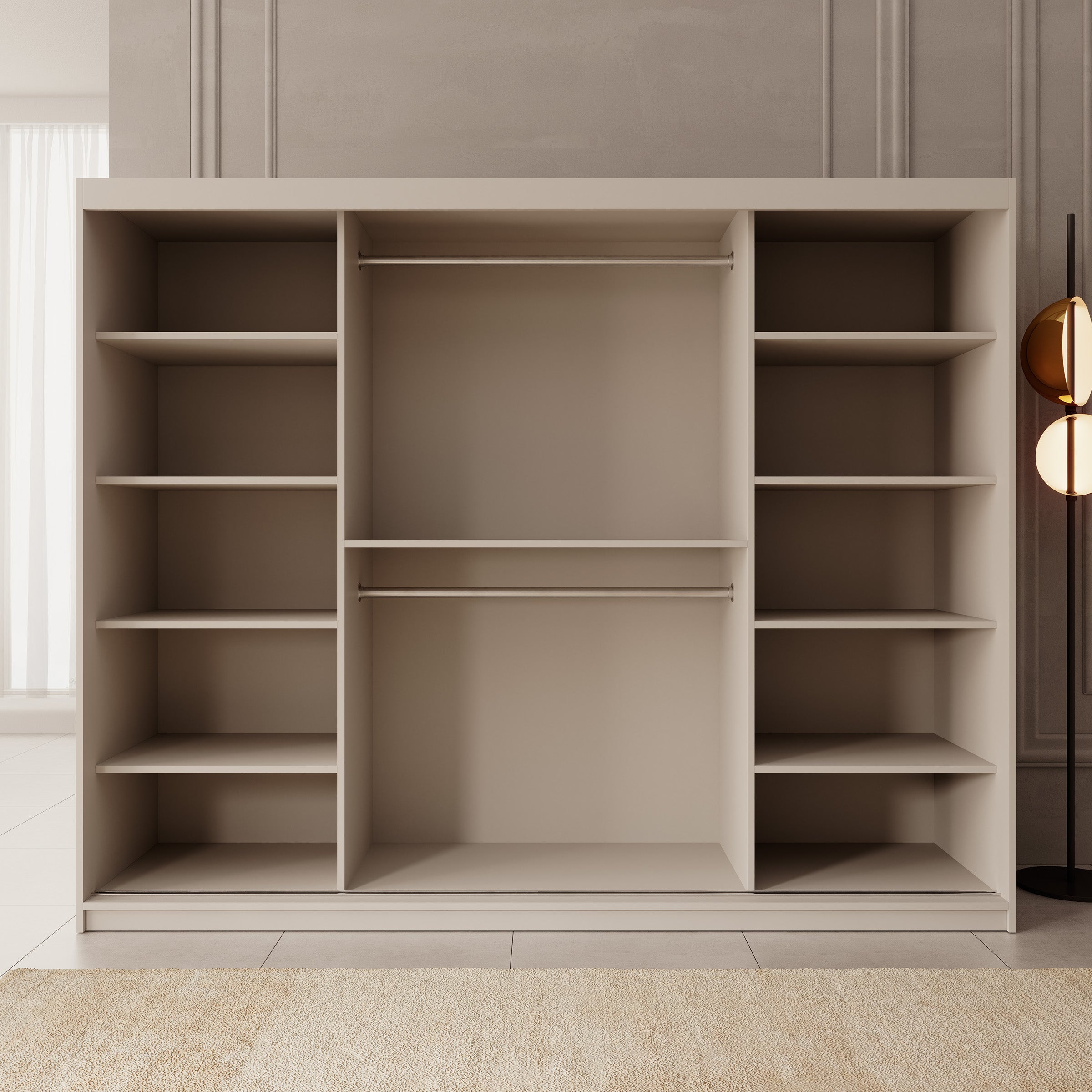 Ulysses - Kledingkast met schuifdeuren - Beige - 250x62x200 cm
