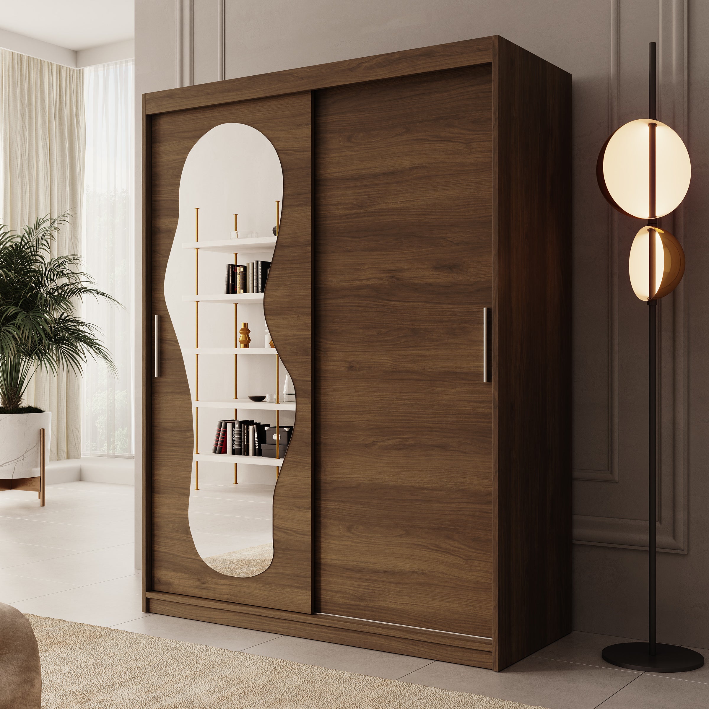 Ulysses - Kledingkast met schuifdeuren - Walnootpatroon - 150x62x200 cm