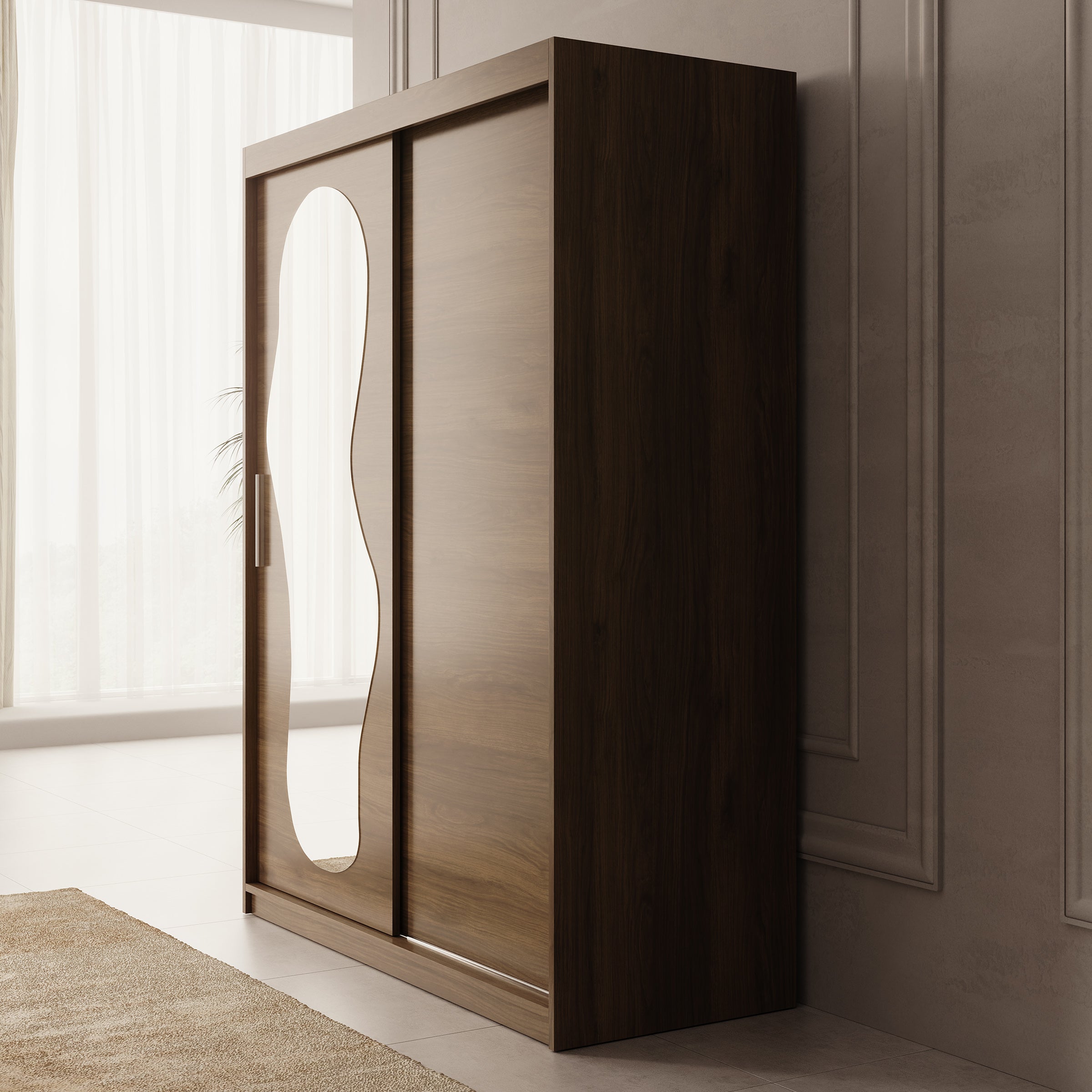 Ulysses - Kledingkast met schuifdeuren - Walnootpatroon - 150x62x200 cm