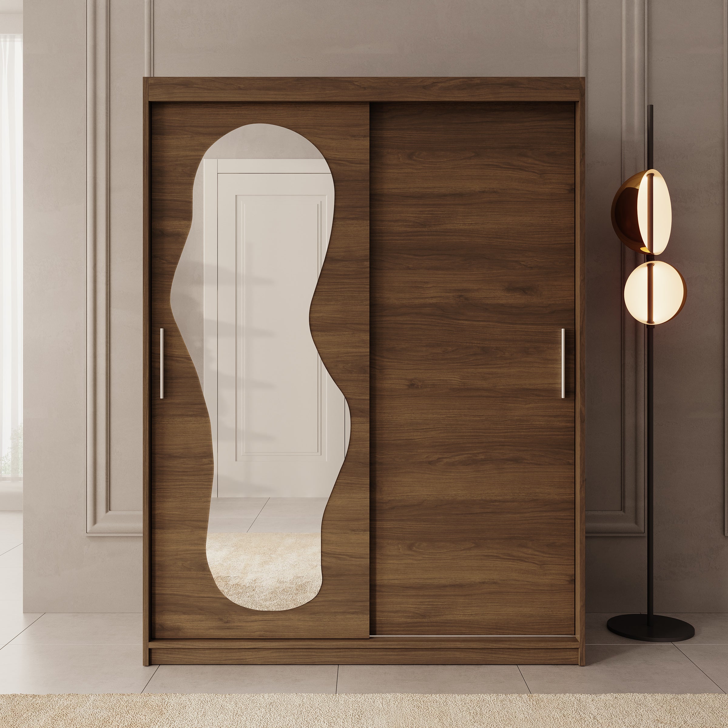Ulysses - Kledingkast met schuifdeuren - Walnootpatroon - 150x62x200 cm