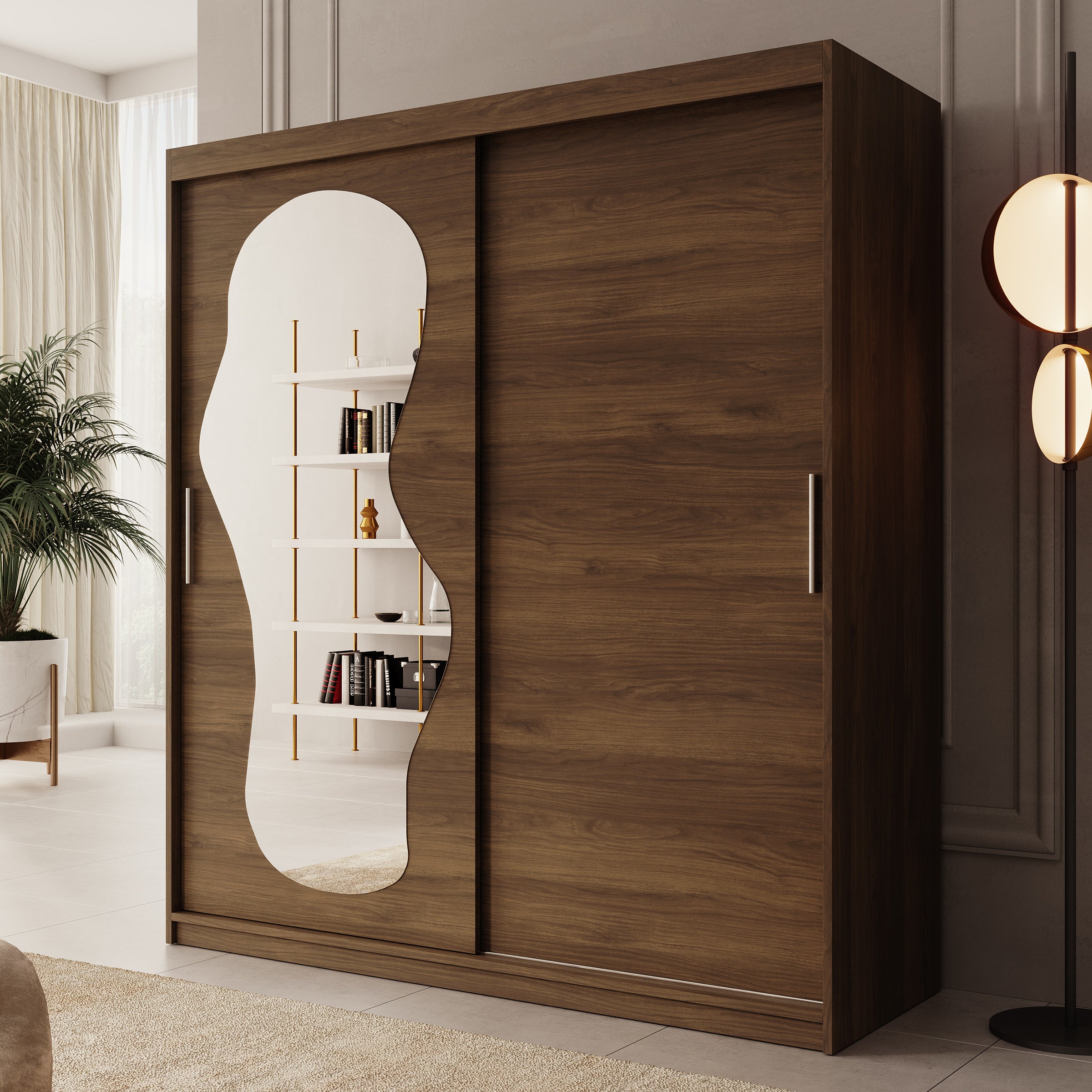 Ulysses - Kledingkast met schuifdeuren - Walnootpatroon - 180x62x200 cm