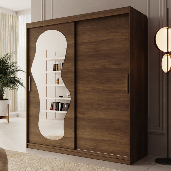 Ulysses - Kledingkast met schuifdeuren - Walnootpatroon - 180x62x200 cm