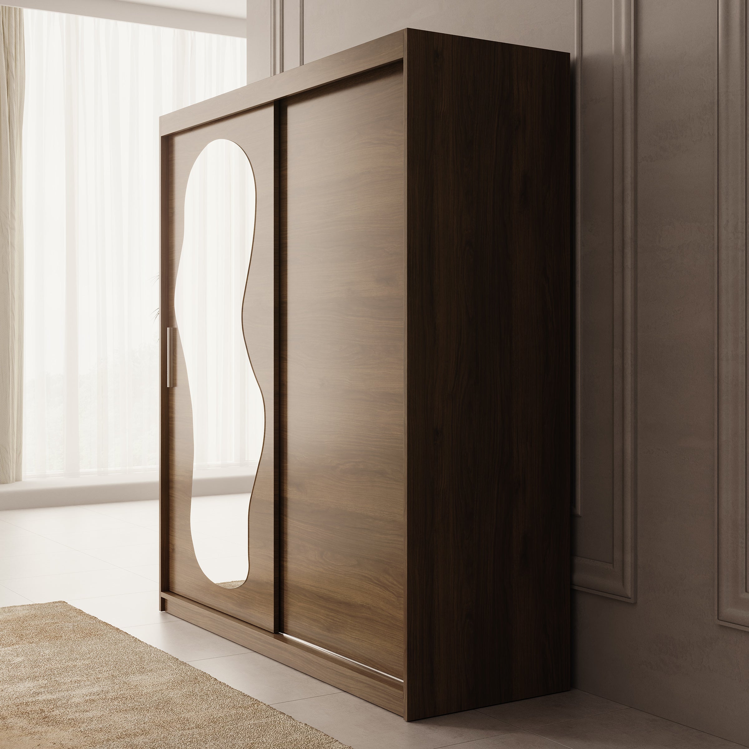 Ulysses - Kledingkast met schuifdeuren - Walnootpatroon - 180x62x200 cm