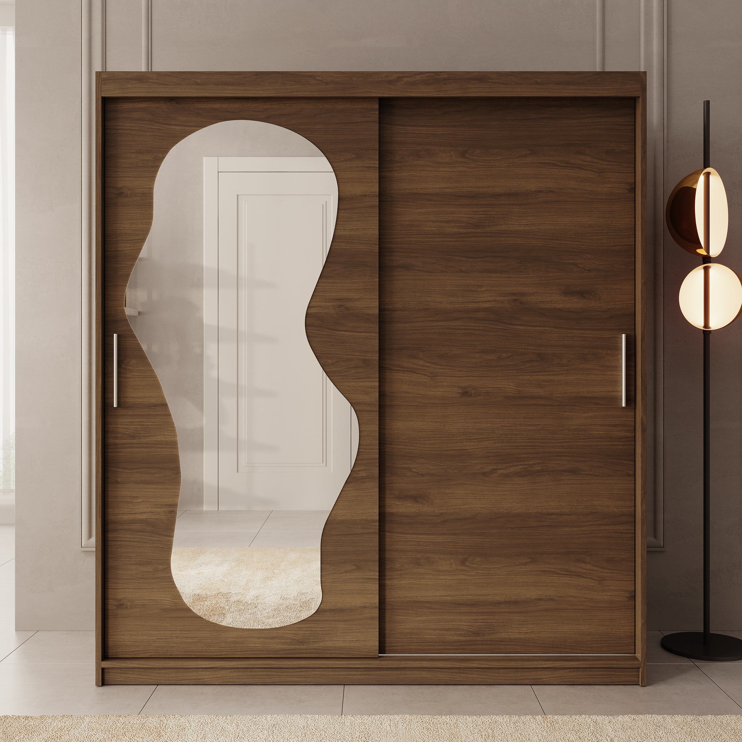 Ulysses - Kledingkast met schuifdeuren - Walnootpatroon - 180x62x200 cm