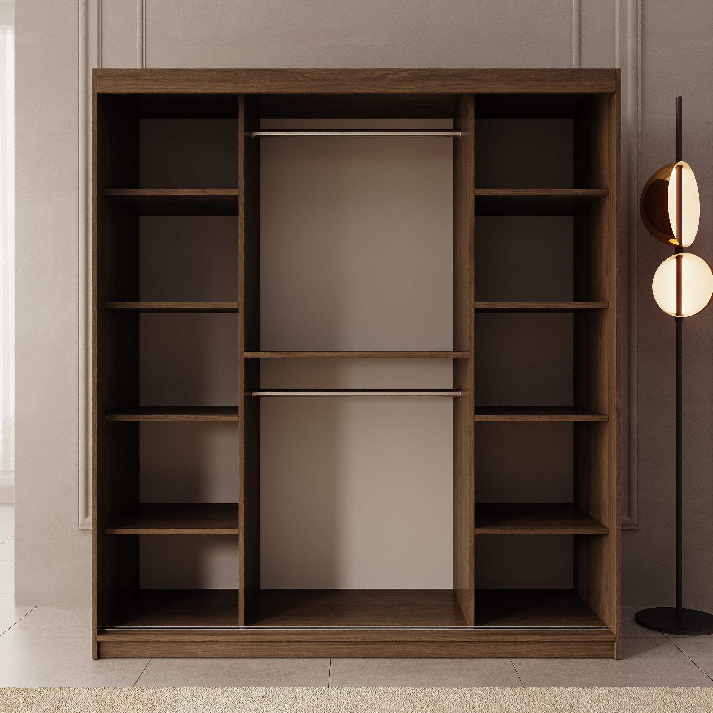Ulysses - Kledingkast met schuifdeuren - Walnootpatroon - 180x62x200 cm