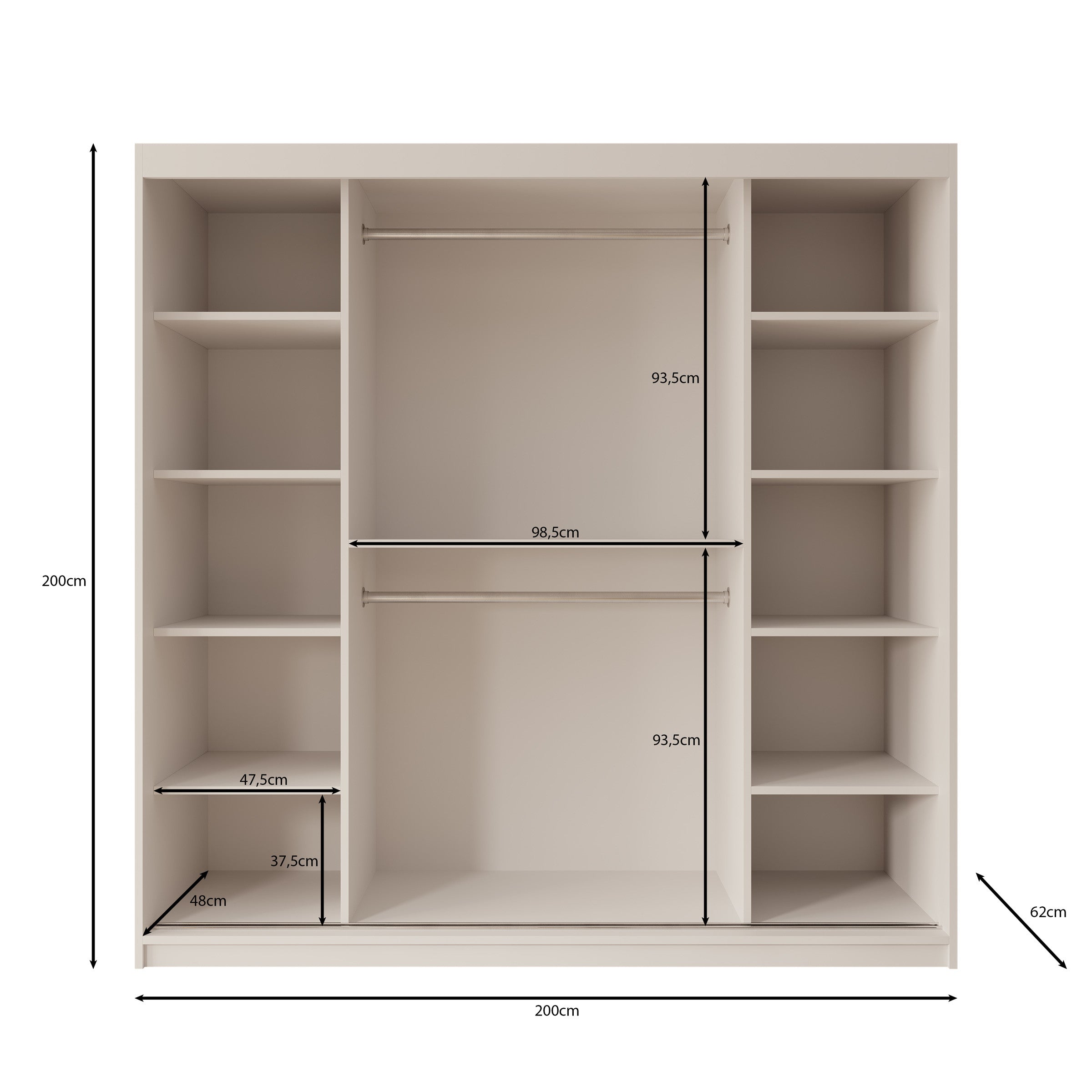 Ulysses - Kledingkast met schuifdeuren - Walnootpatroon - 200x62x200 cm