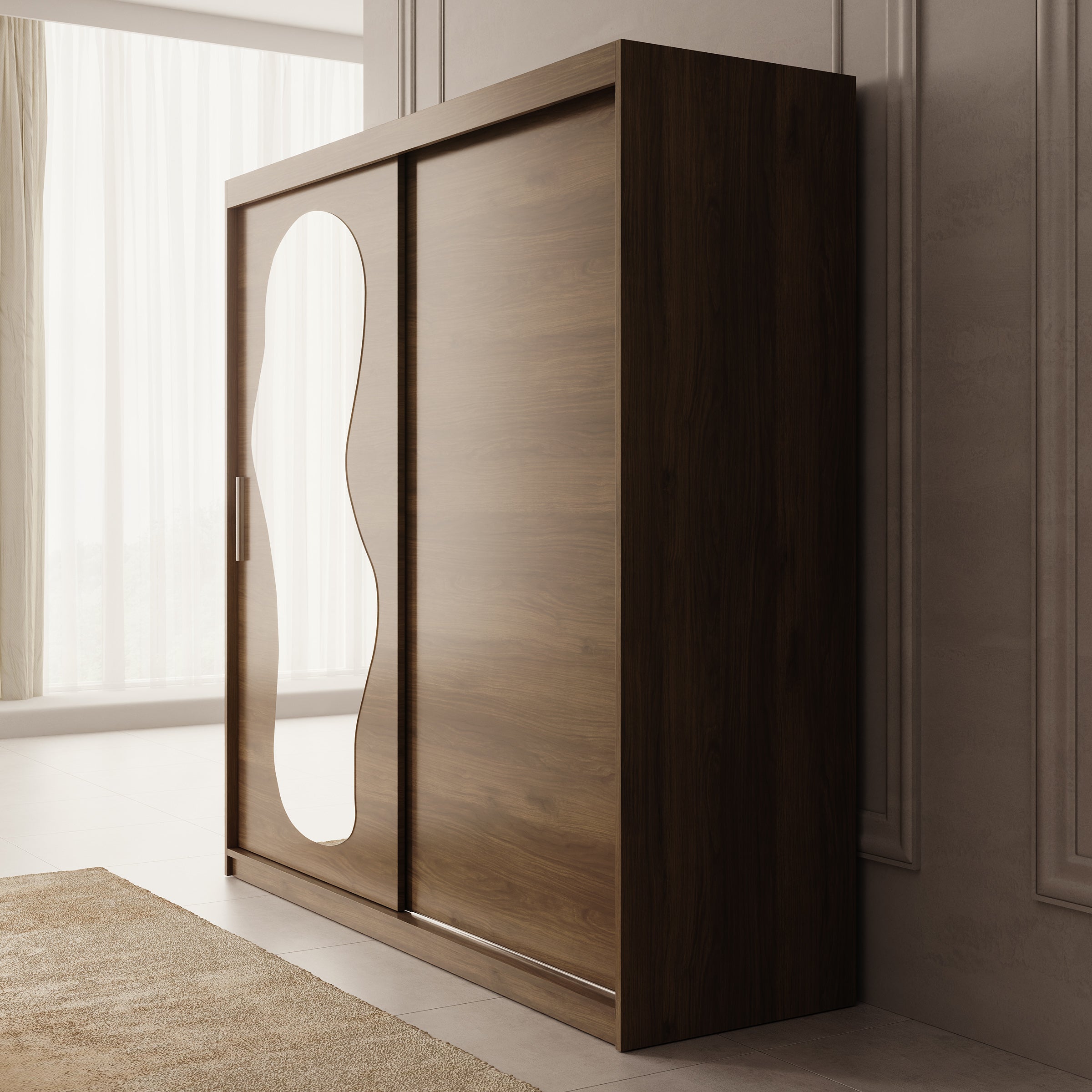 Ulysses - Kledingkast met schuifdeuren - Walnootpatroon - 200x62x200 cm