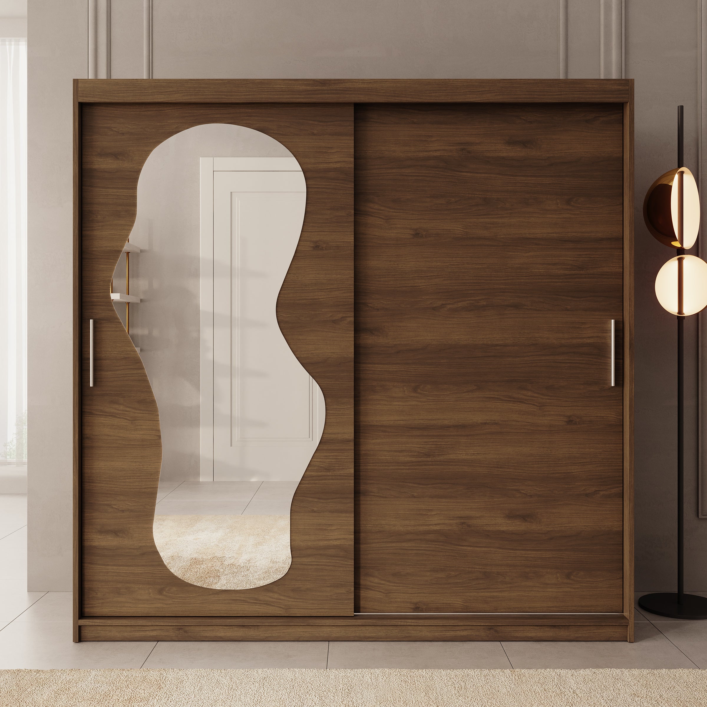Ulysses - Kledingkast met schuifdeuren - Walnootpatroon - 200x62x200 cm