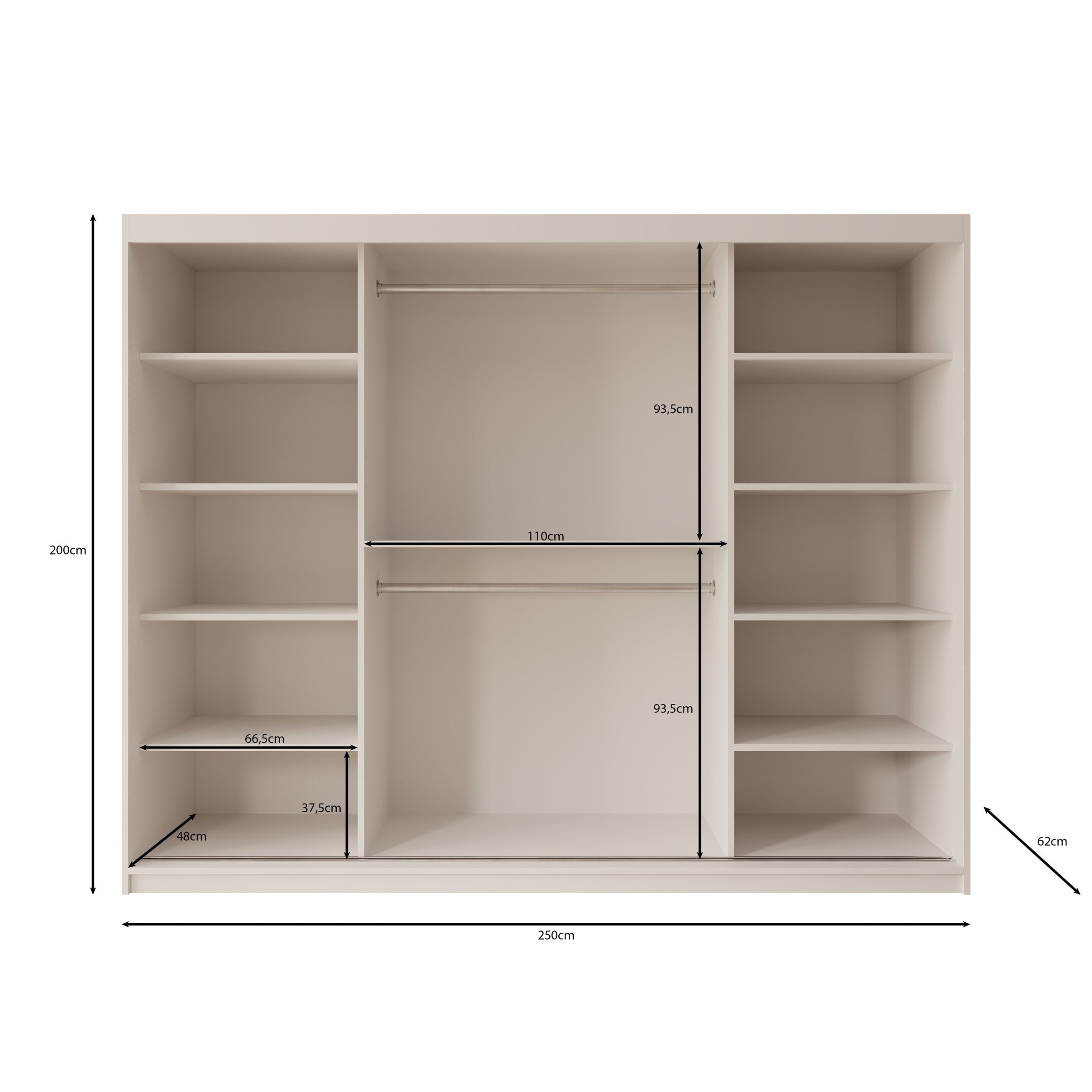 Ulysses -Kledingkast met schuifdeuren - Walnootpatroon - 250x62x200 cm