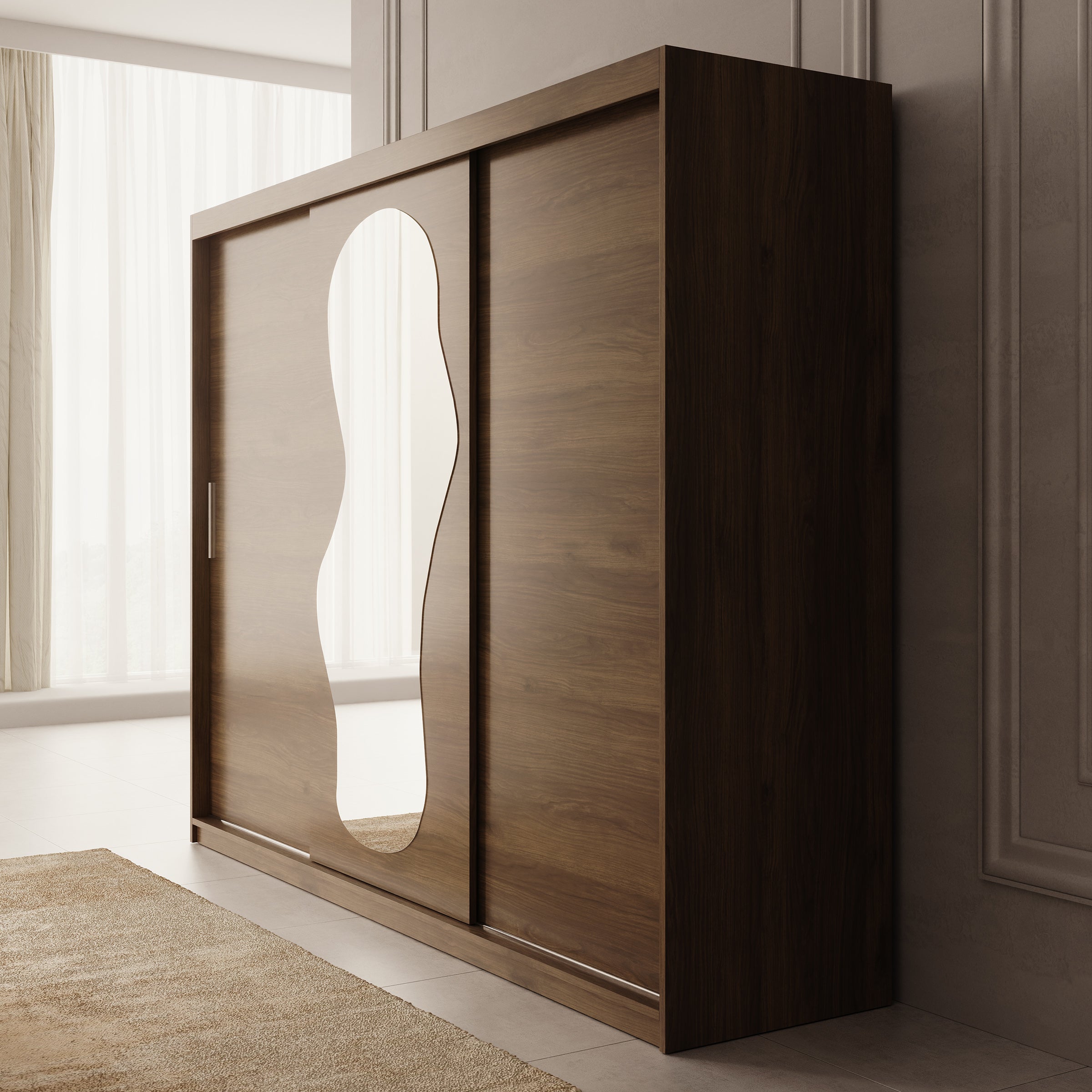 Ulysses -Kledingkast met schuifdeuren - Walnootpatroon - 250x62x200 cm